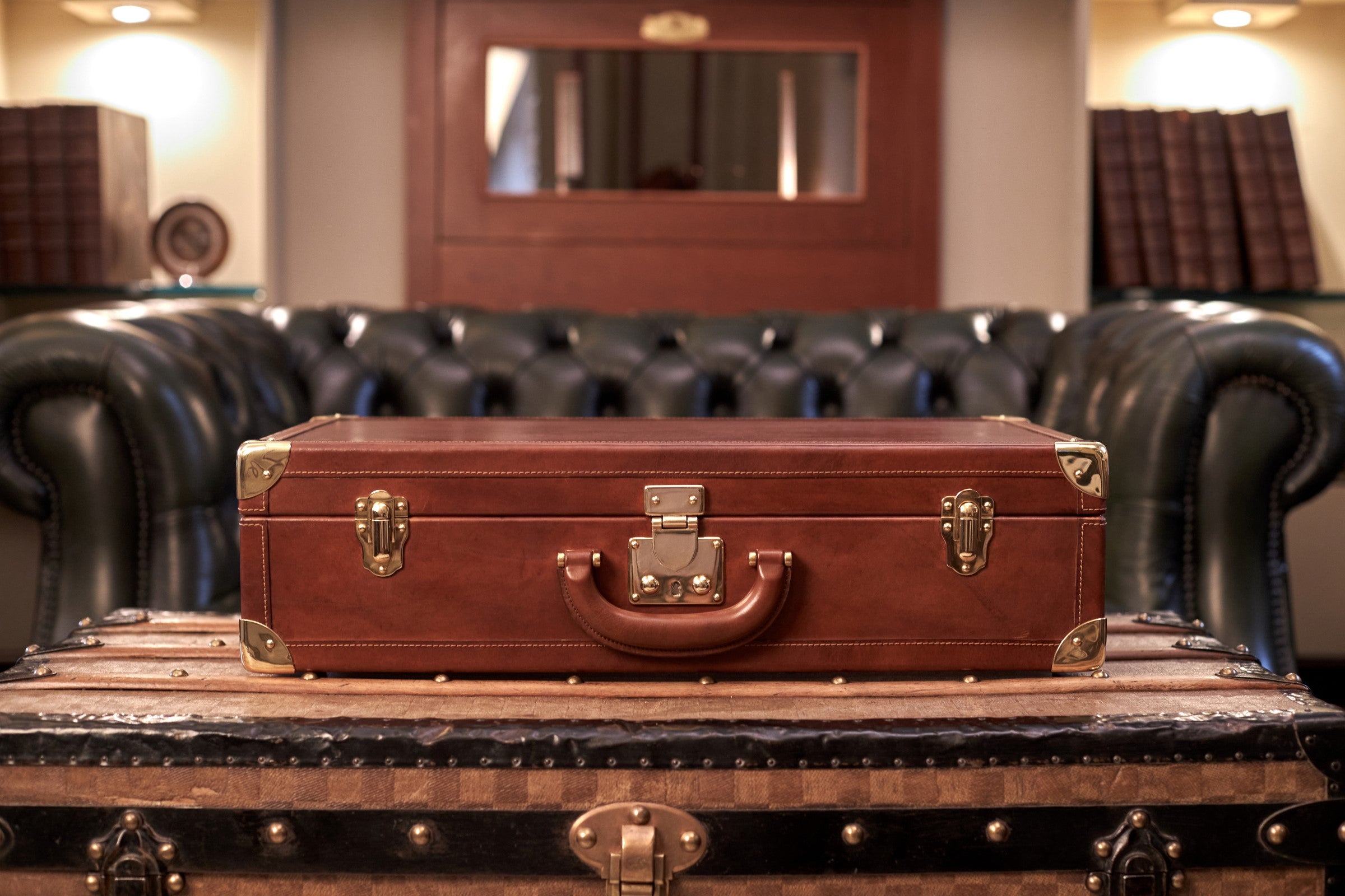 Bernardini Humidor Briefcase - Brown leather and Mahogany - N° 01/30
