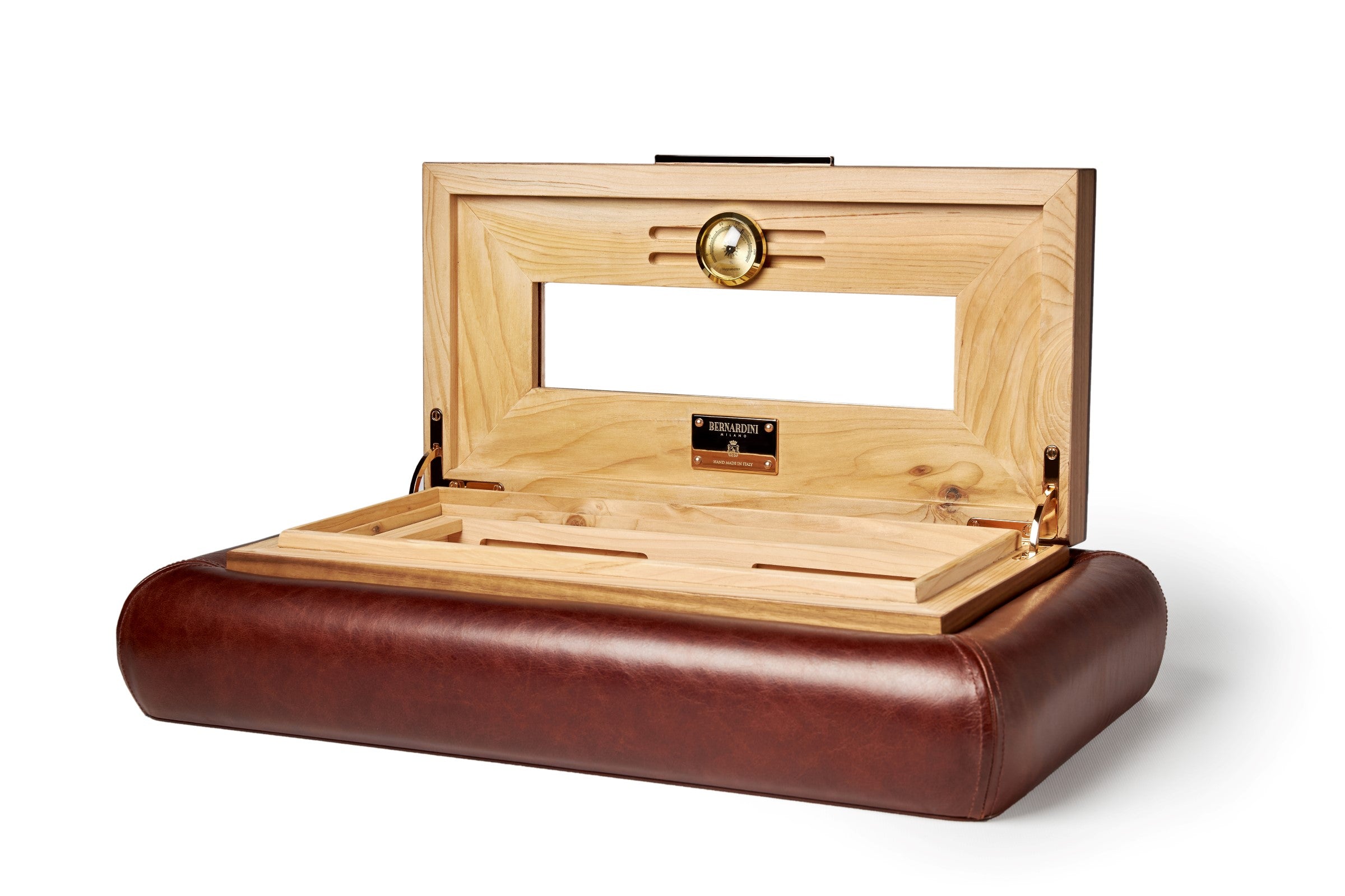 Bernardini Humidor Deco - Brown leather and Walnut - N° 01/30