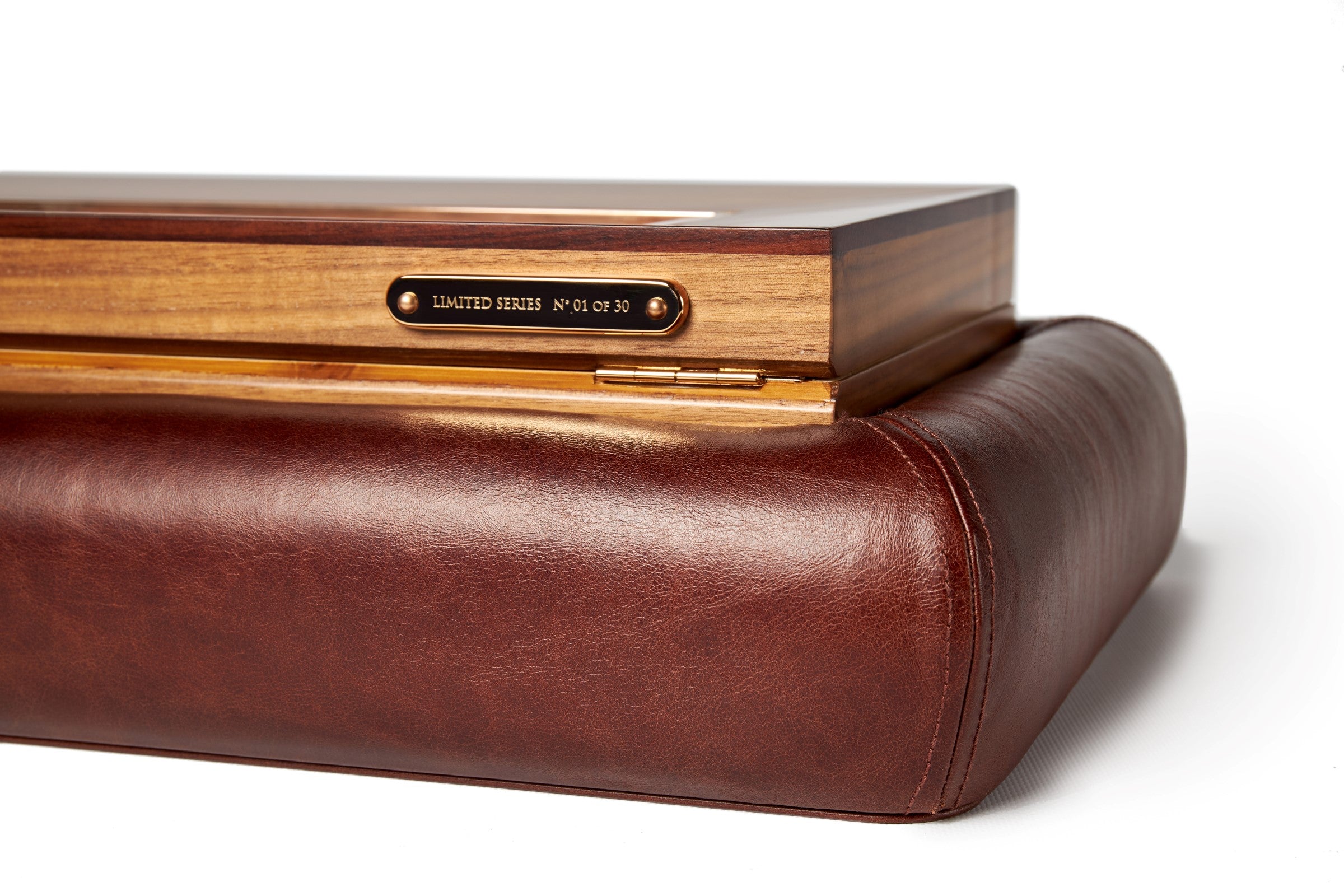 Bernardini Humidor Deco - Brown leather and Walnut - N° 01/30