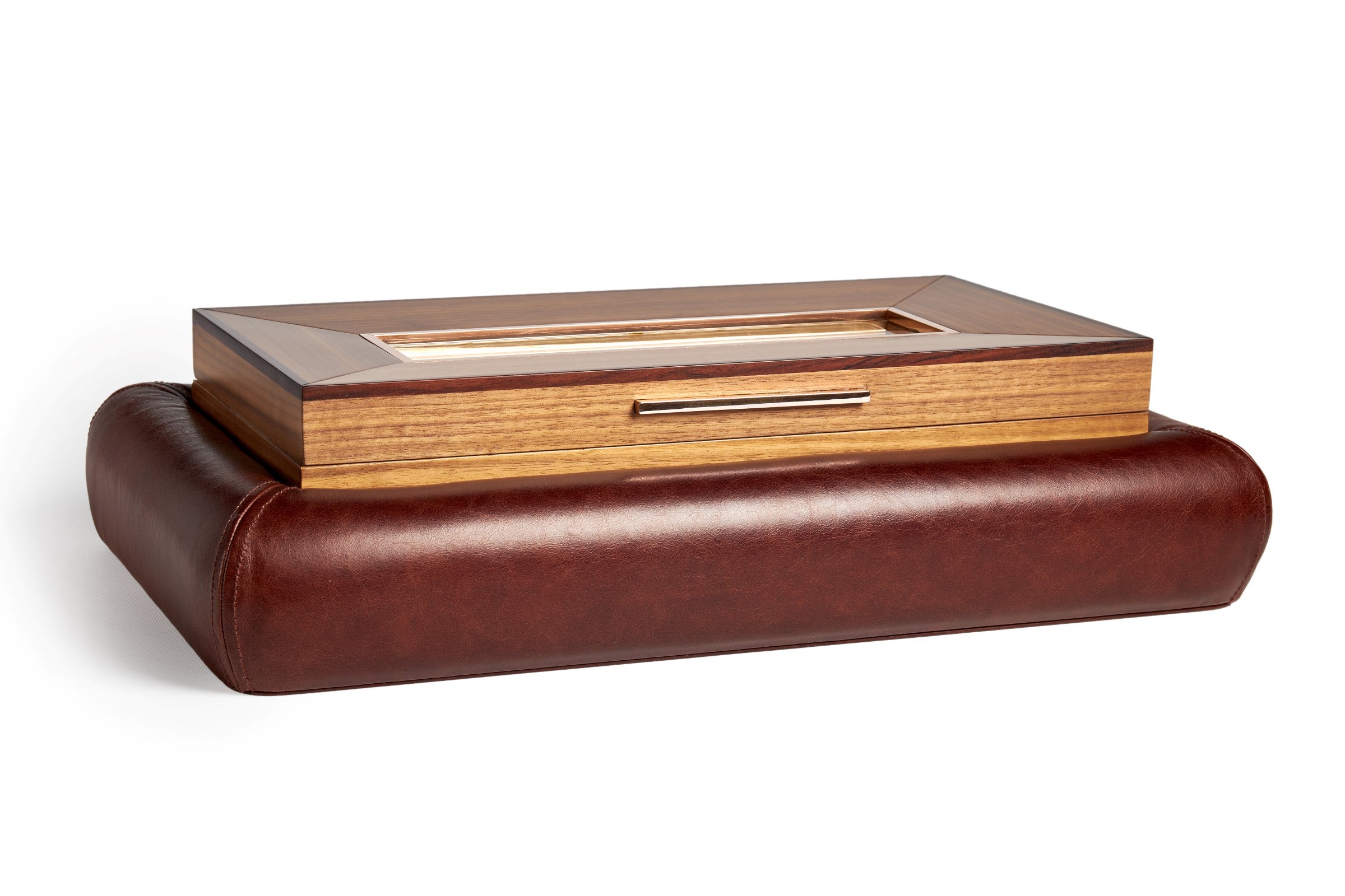 Bernardini Humidor Deco - Brown leather and Walnut - N° 01/30