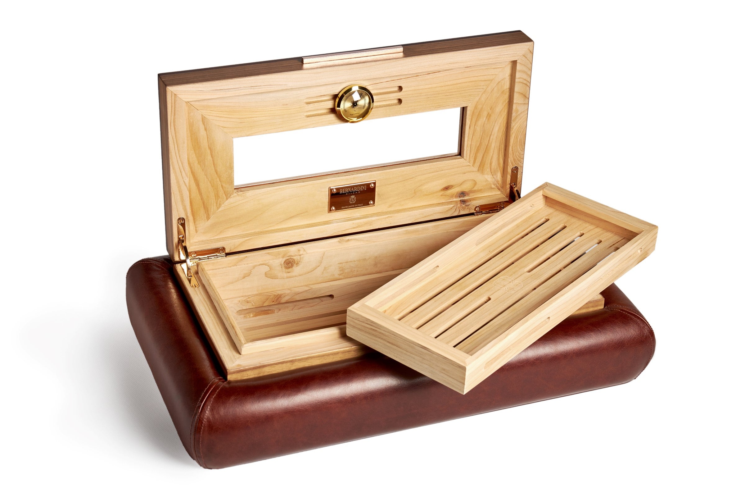 Bernardini Humidor Deco - Brown leather and Walnut - N° 01/30