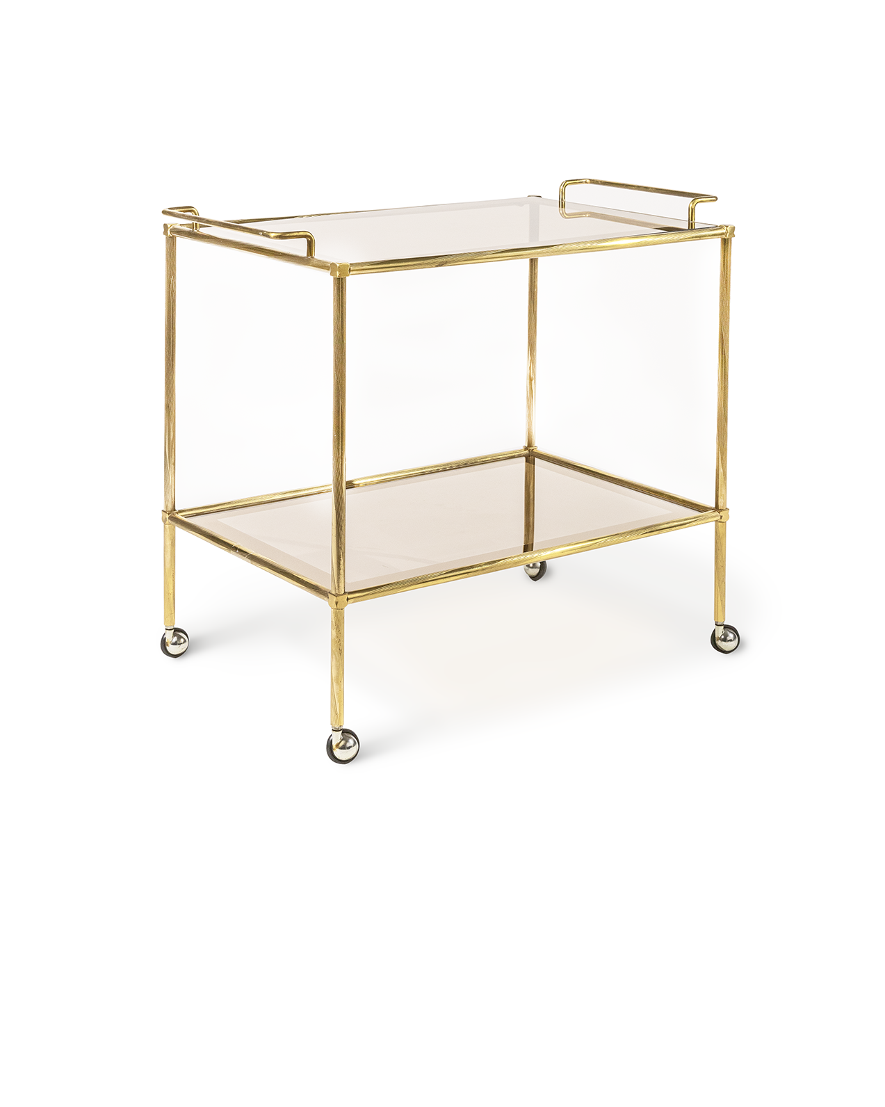Brass Bar Trolley with Mirrored Shelves