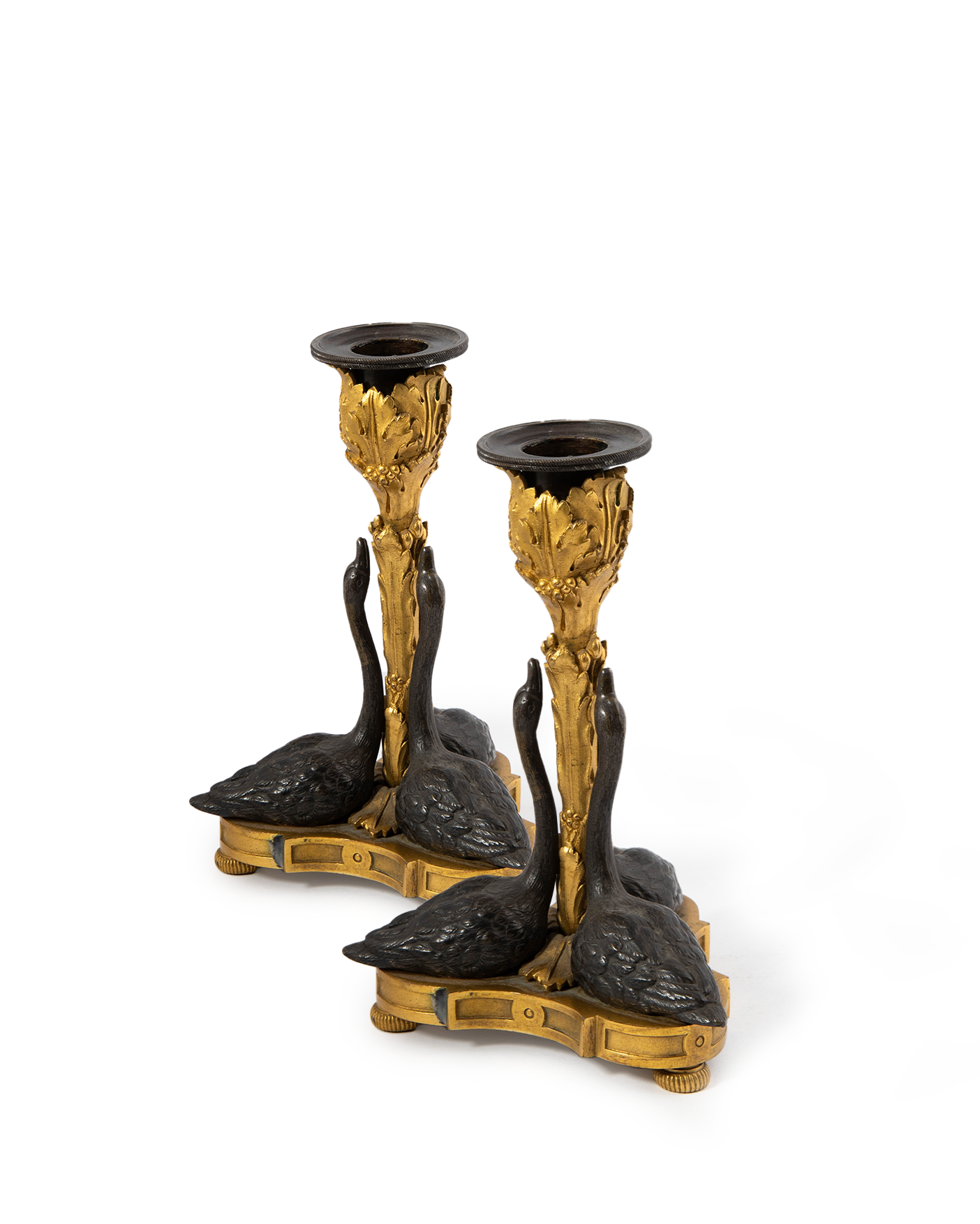 Coppia di Candelieri francesi impero in bronzo dorato - Empire french bronze guilded candlesticks