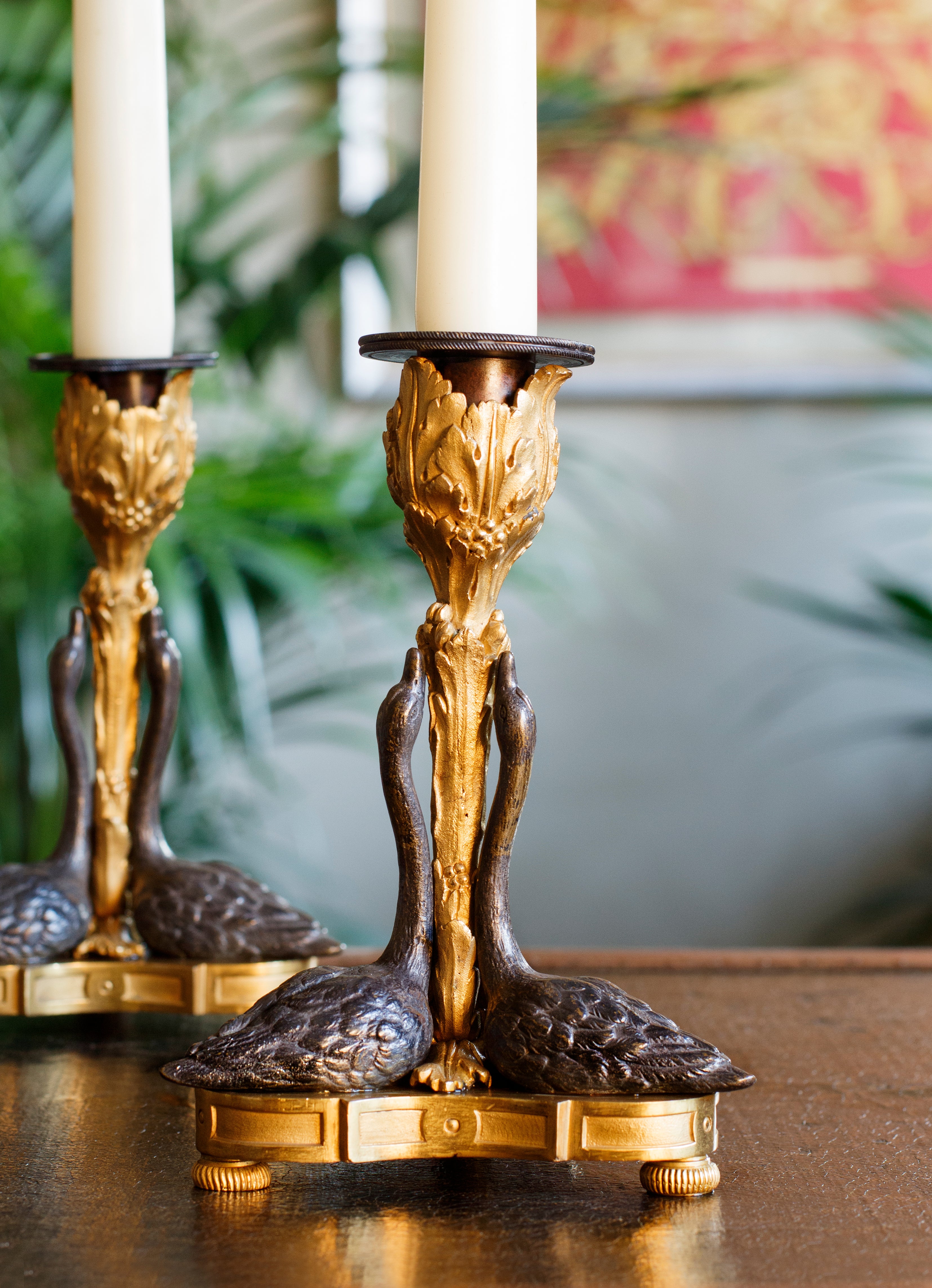 Coppia di Candelieri francesi impero in bronzo dorato - Empire french bronze guilded candlesticks