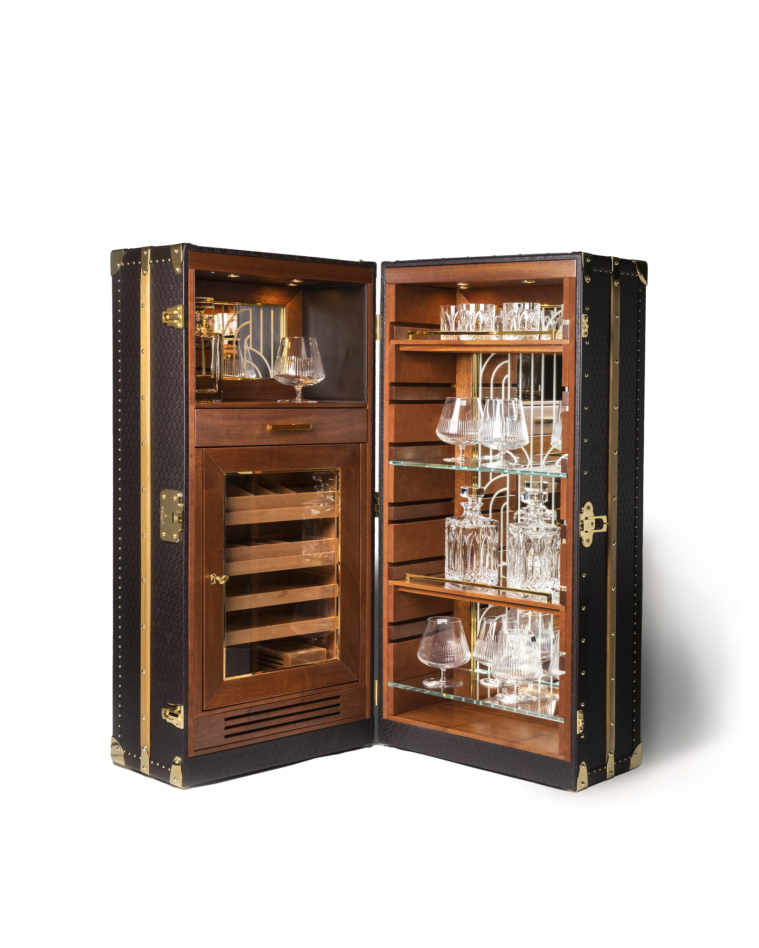 Bernardini Milano vertical large size bar and humidor trunk.