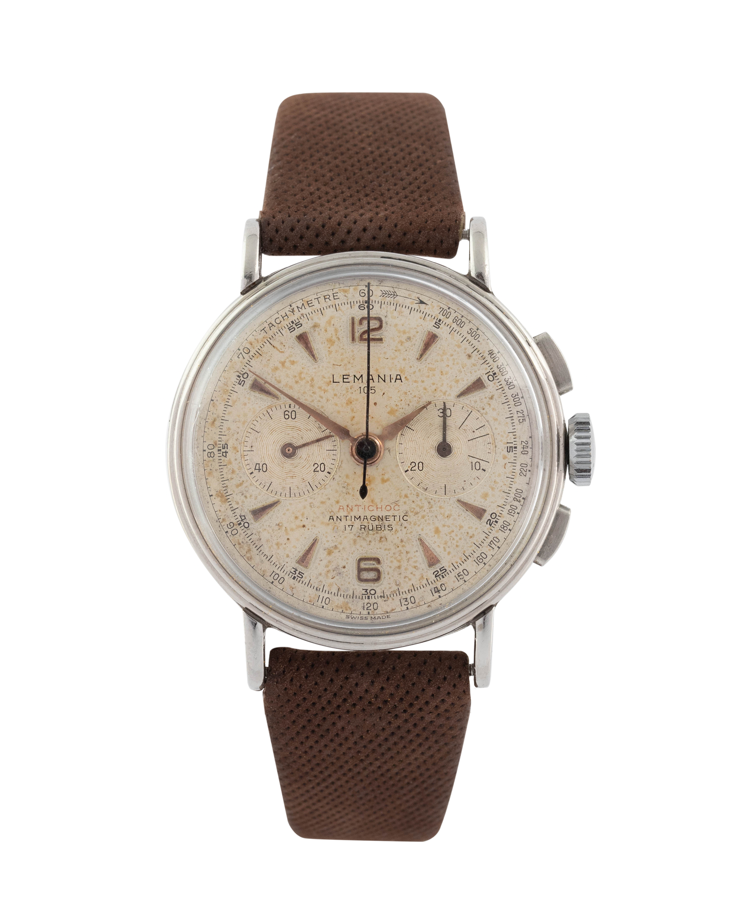 Lemania Chronograph "105 Antichoc" wrist watch 