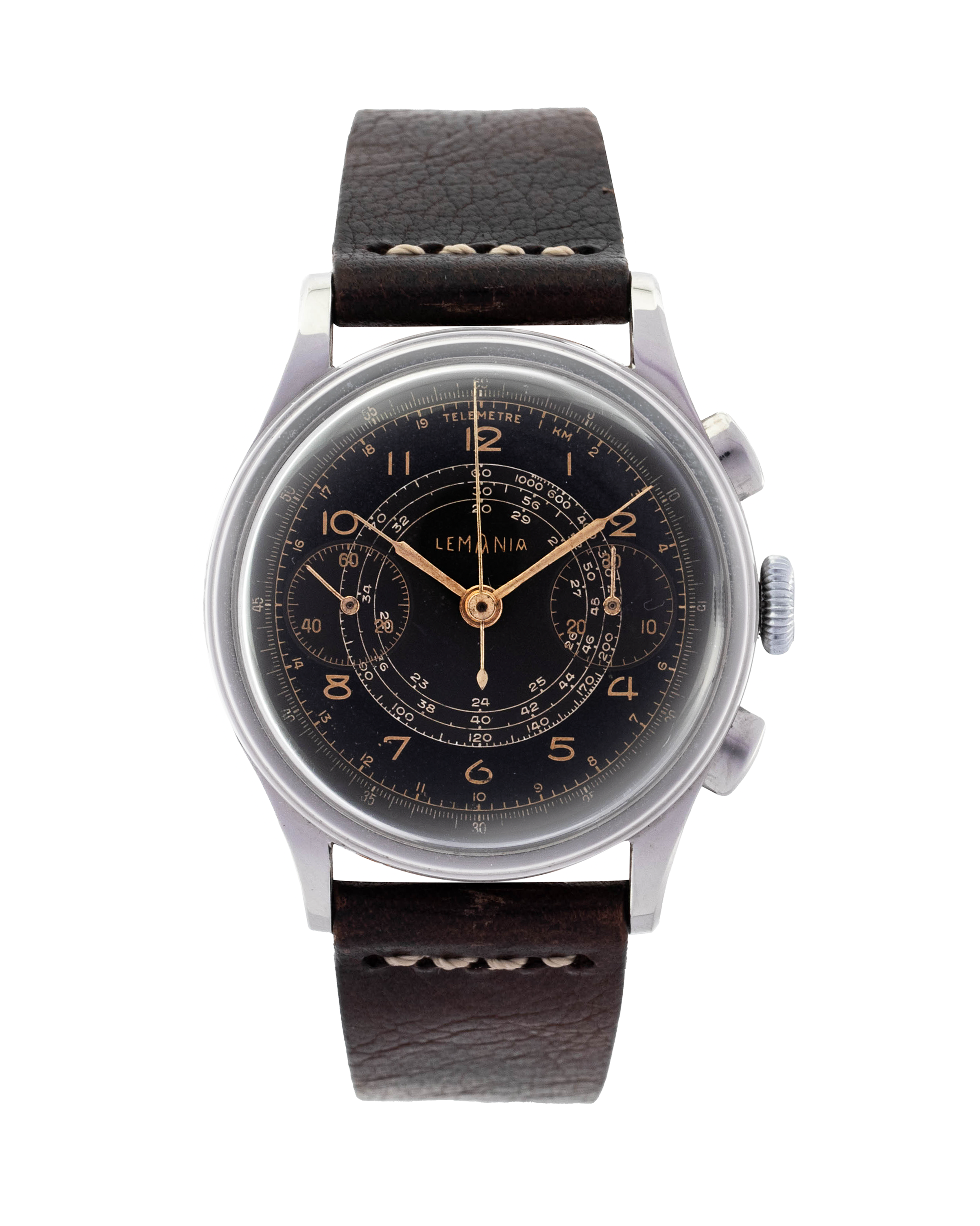 Lemania Chronograph wrist watch Black & Grey with stainless steel case