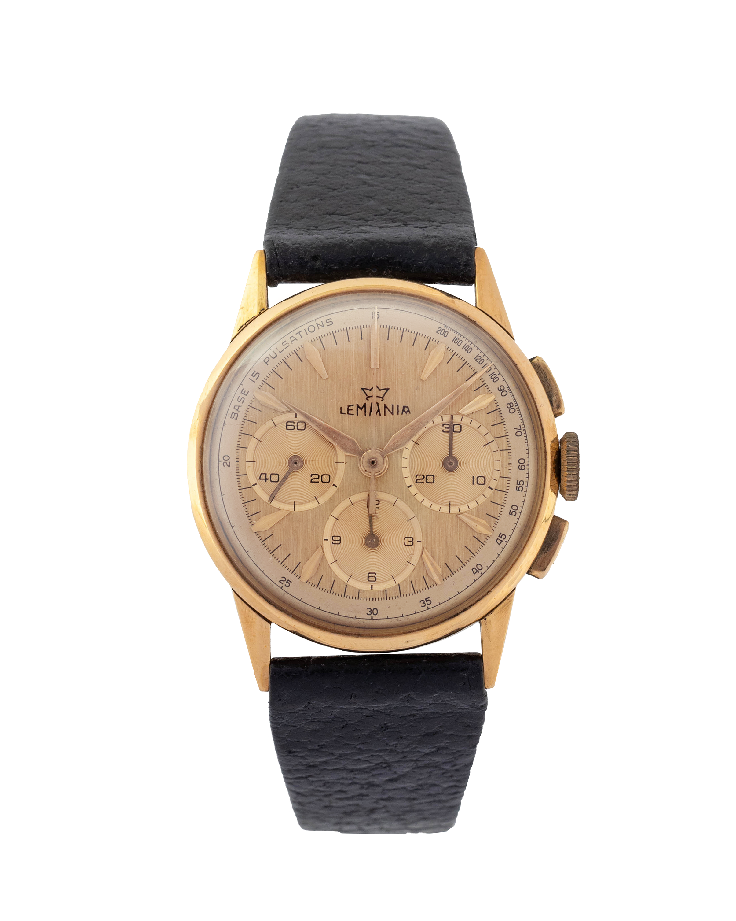 Lemania Chronograph "Champagne dial" wrist watch, in 18kt yellow gold
