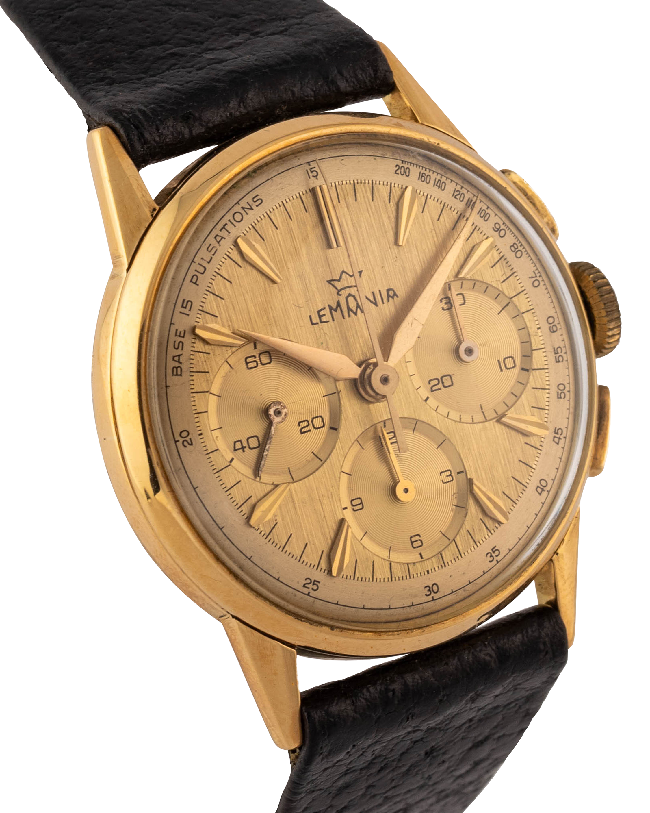 Lemania Chronograph "Champagne dial" wrist watch, in 18kt yellow gold