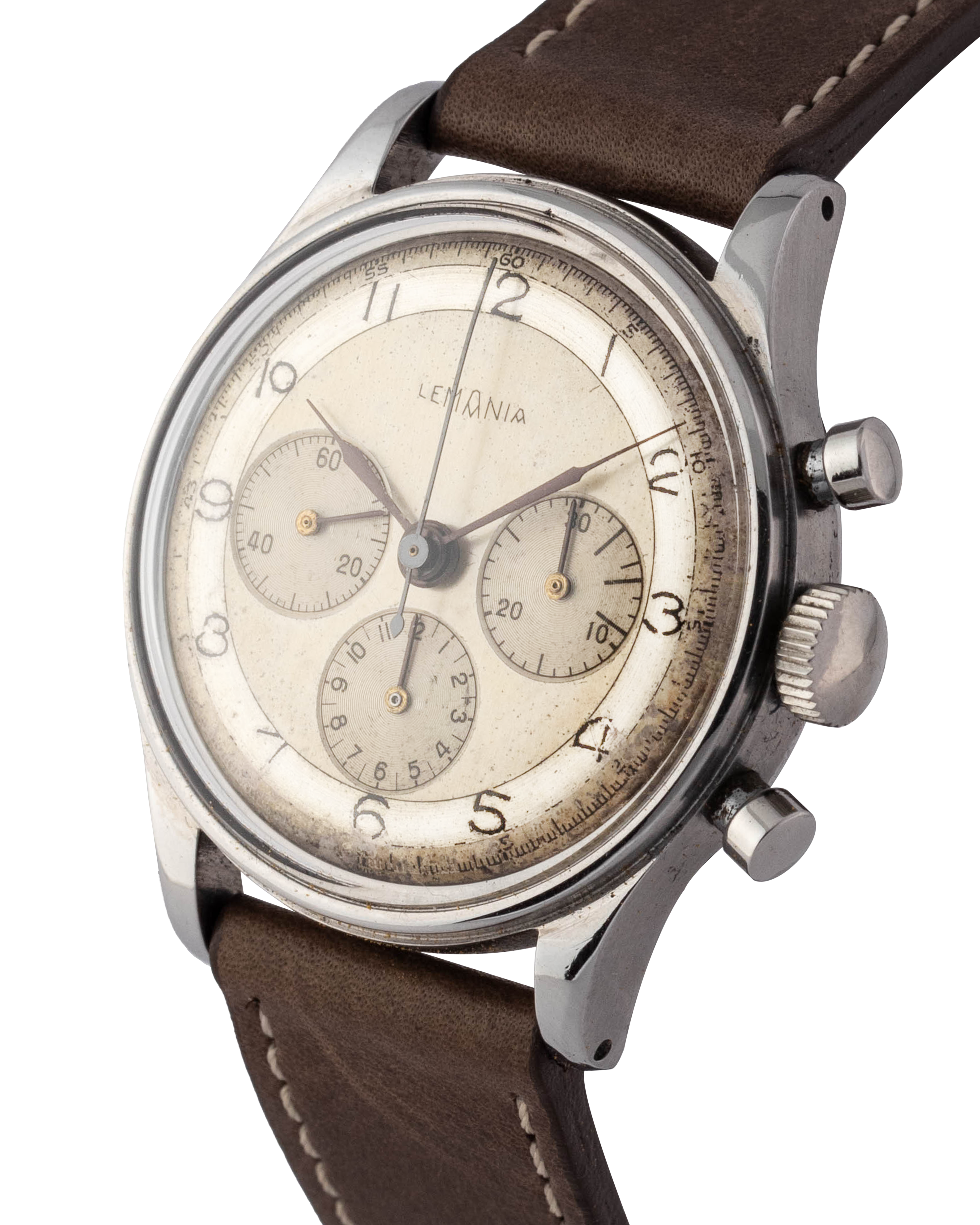Lemania Ref. 6789 Chronograph wrist watch, two tone dial in stainless steel