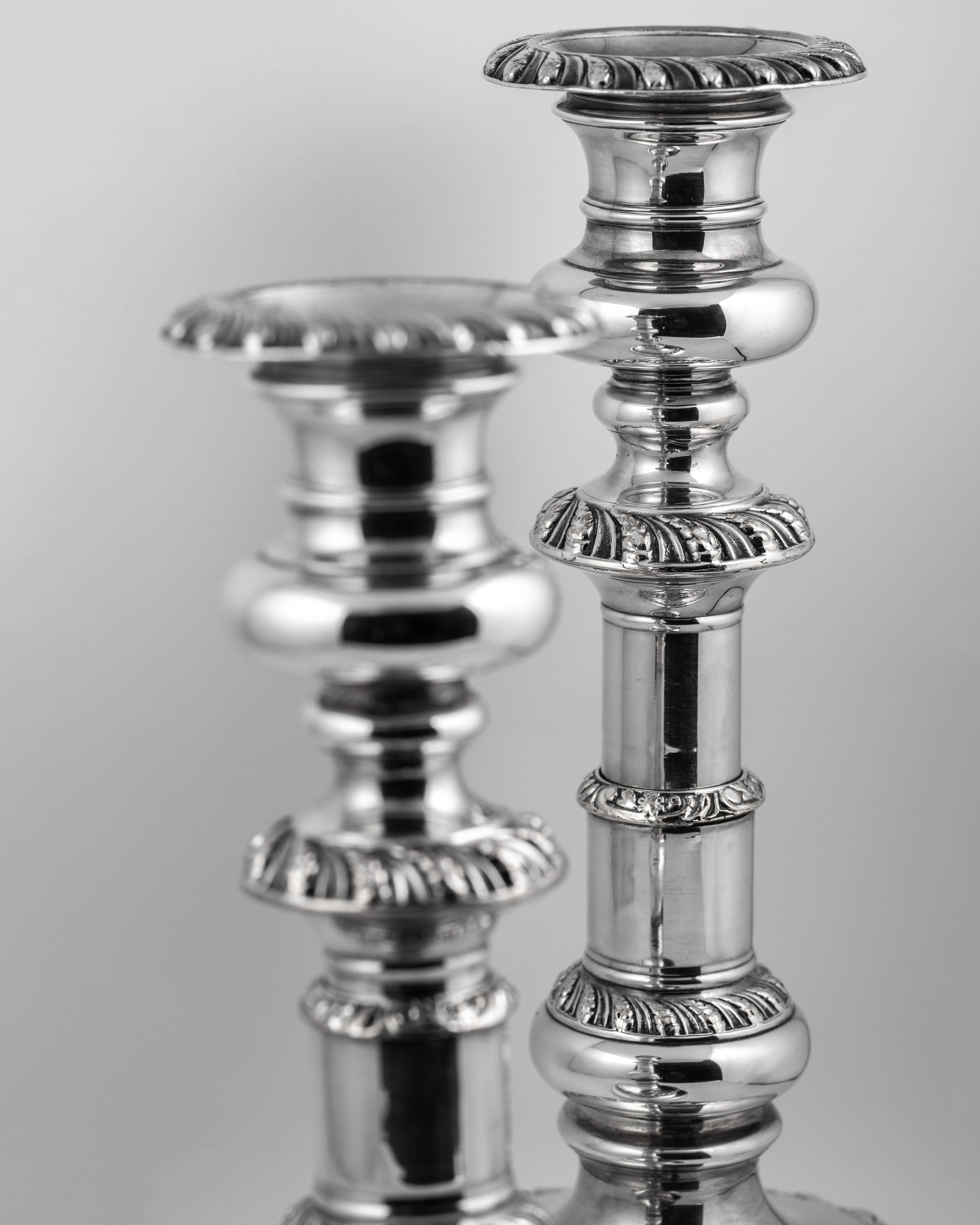 Pair of Antique Candlesticks Queen Anne style in old sheffield