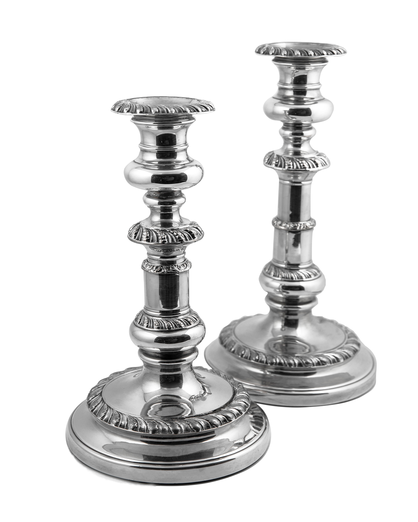 Pair of Antique Candlesticks Queen Anne style in old sheffield