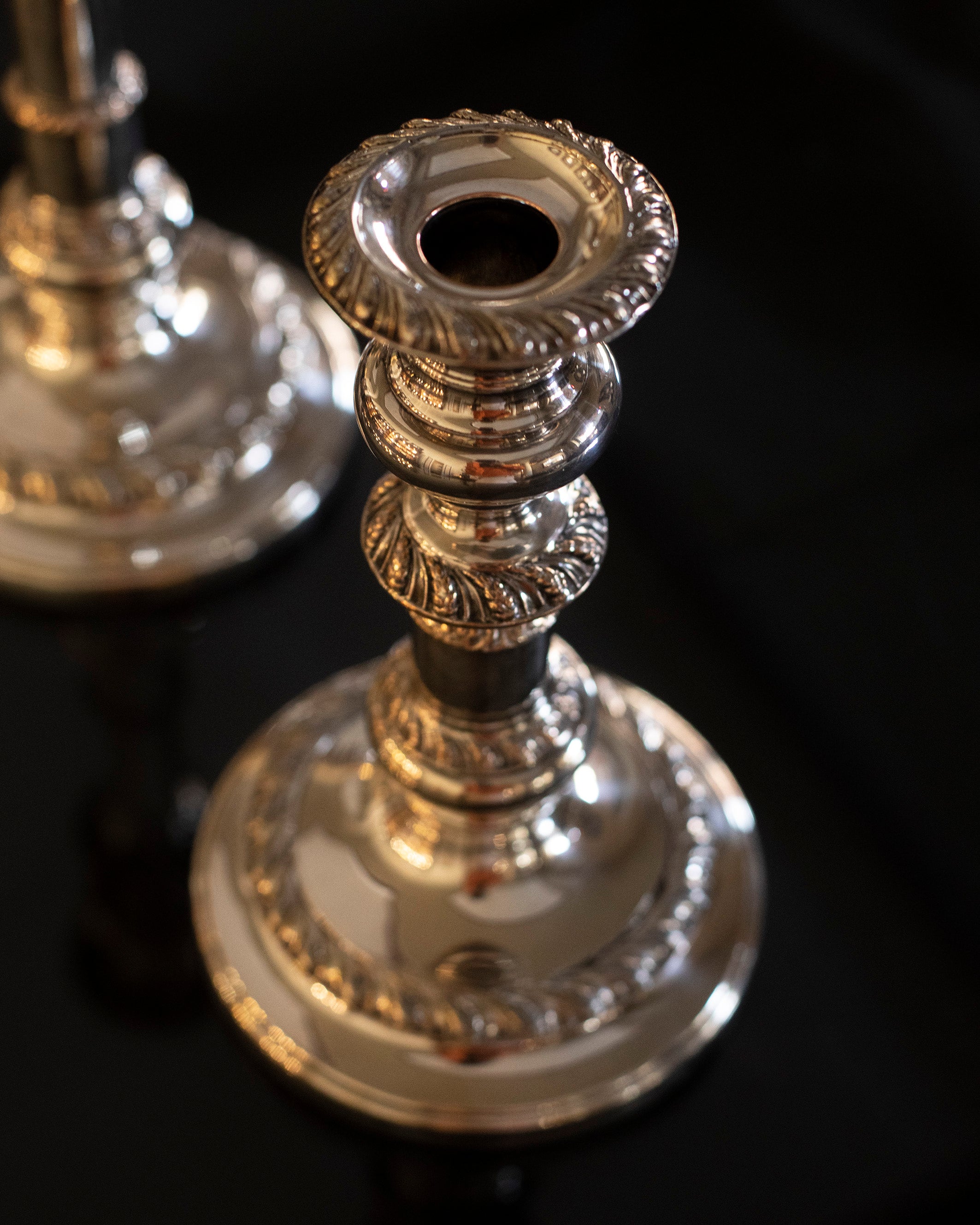 Pair of Antique Candlesticks Queen Anne style in old sheffield