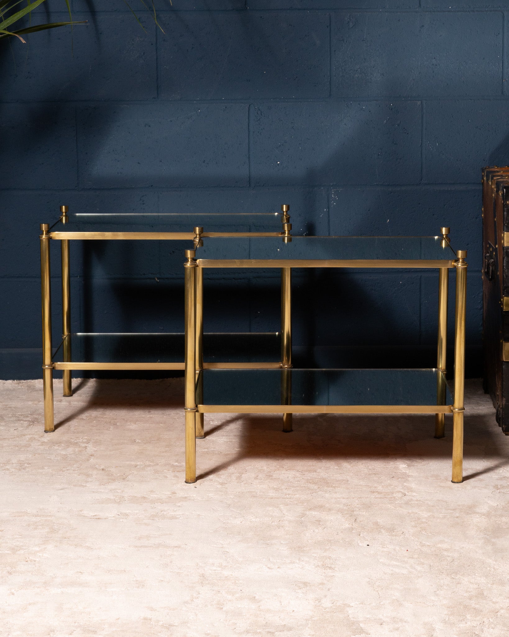 Pair of 1960s/70s Brass and Mirrored Side Tables