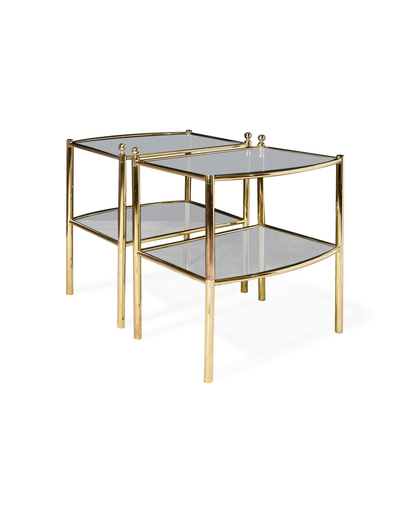Pair of brass and glass side tables from 1980