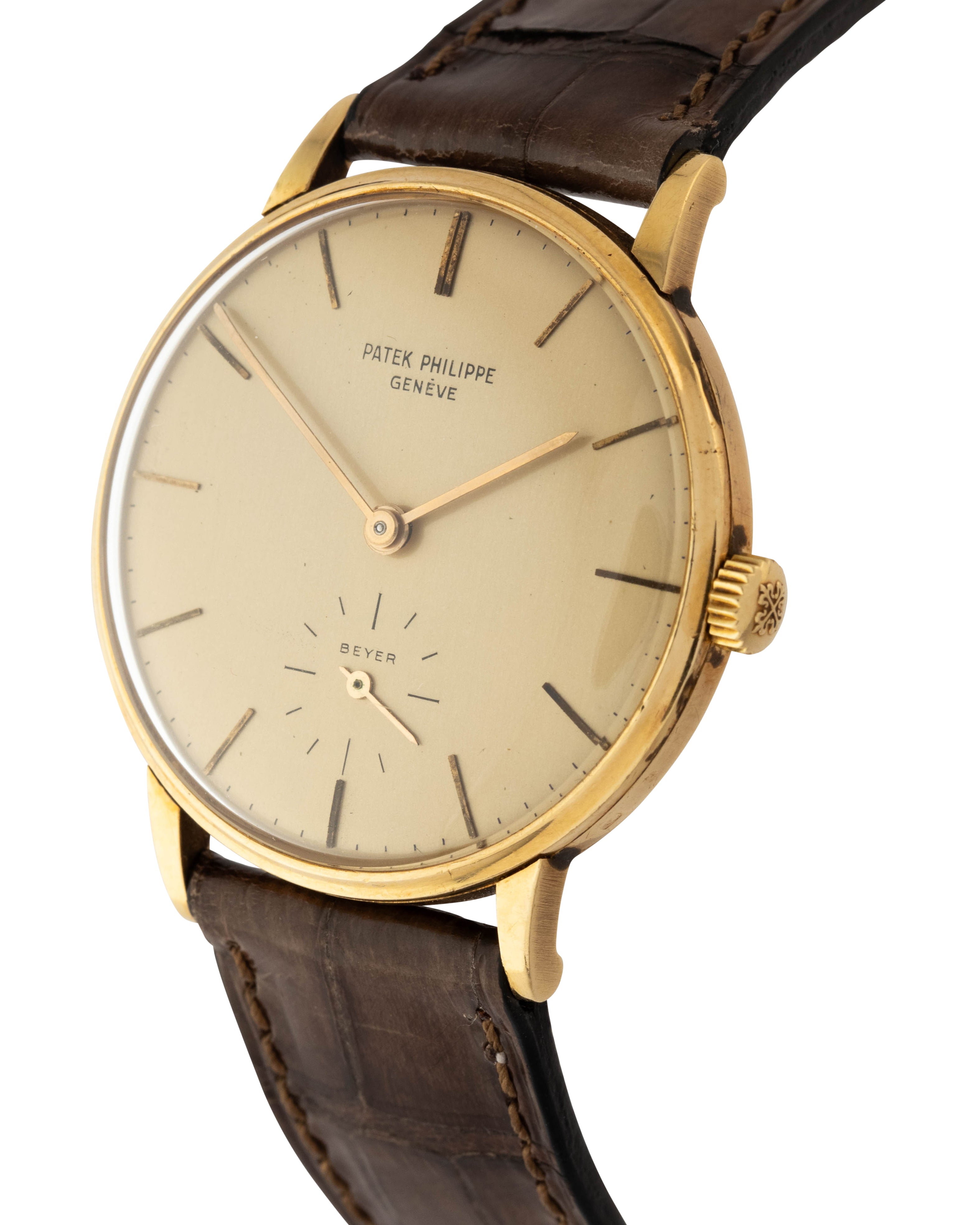 Patek Philippe Ref. 3410 Calatrava in yellow gold with double signed "Beyer" dial
