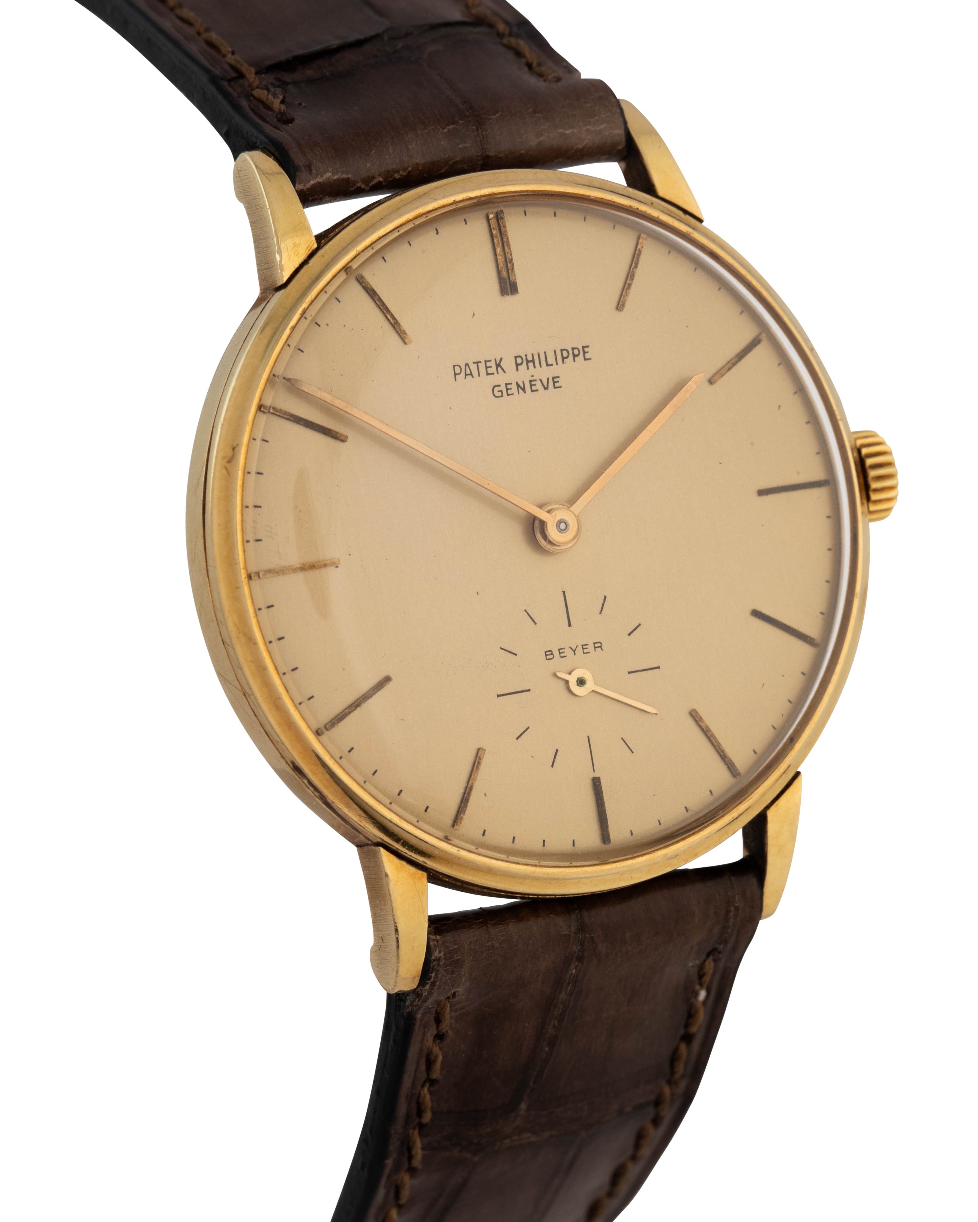 Patek Philippe Ref. 3410 Calatrava in yellow gold with double signed "Beyer" dial