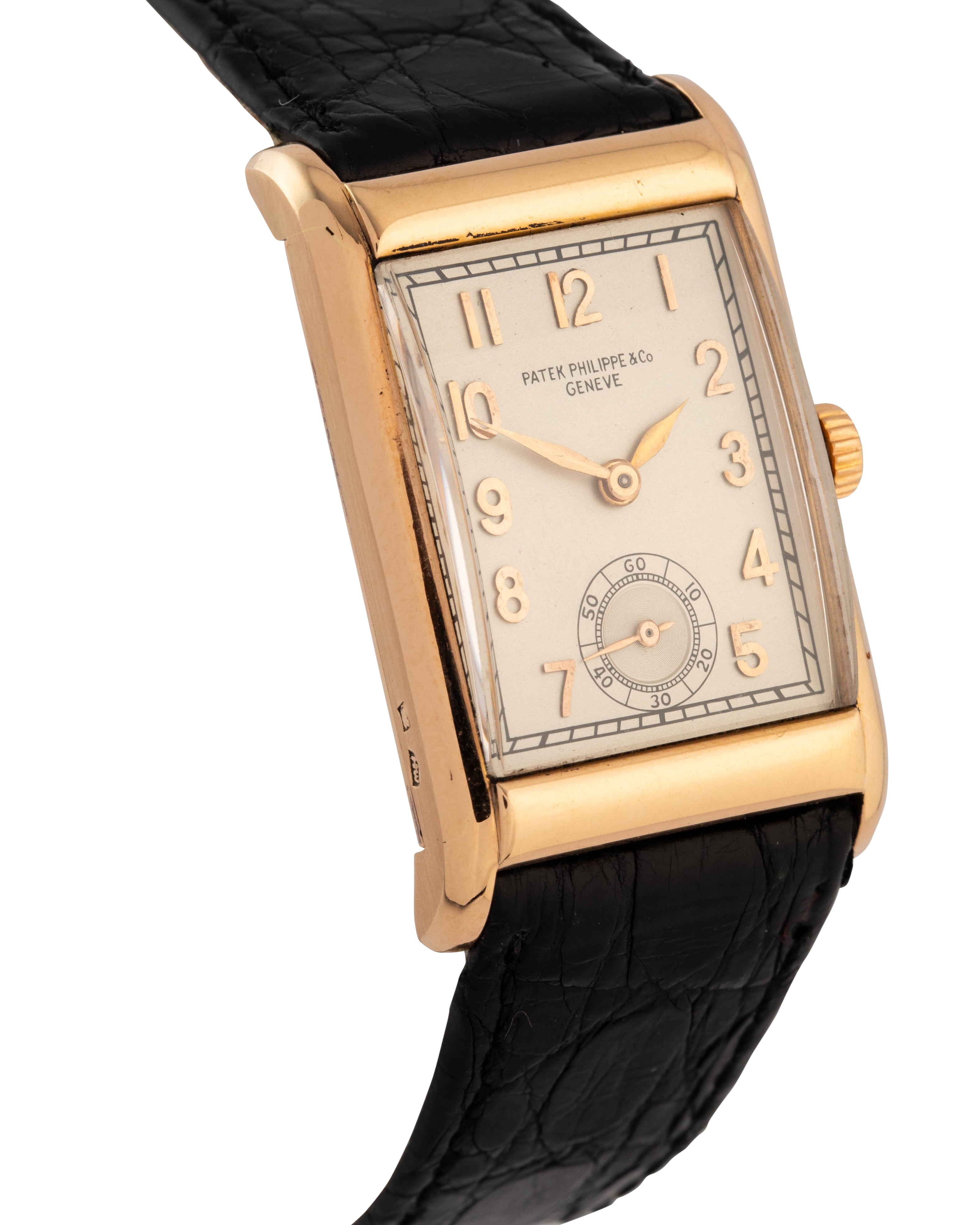 Patek Philippe "Rectangular" Ref. 24680 in rose gold white dial