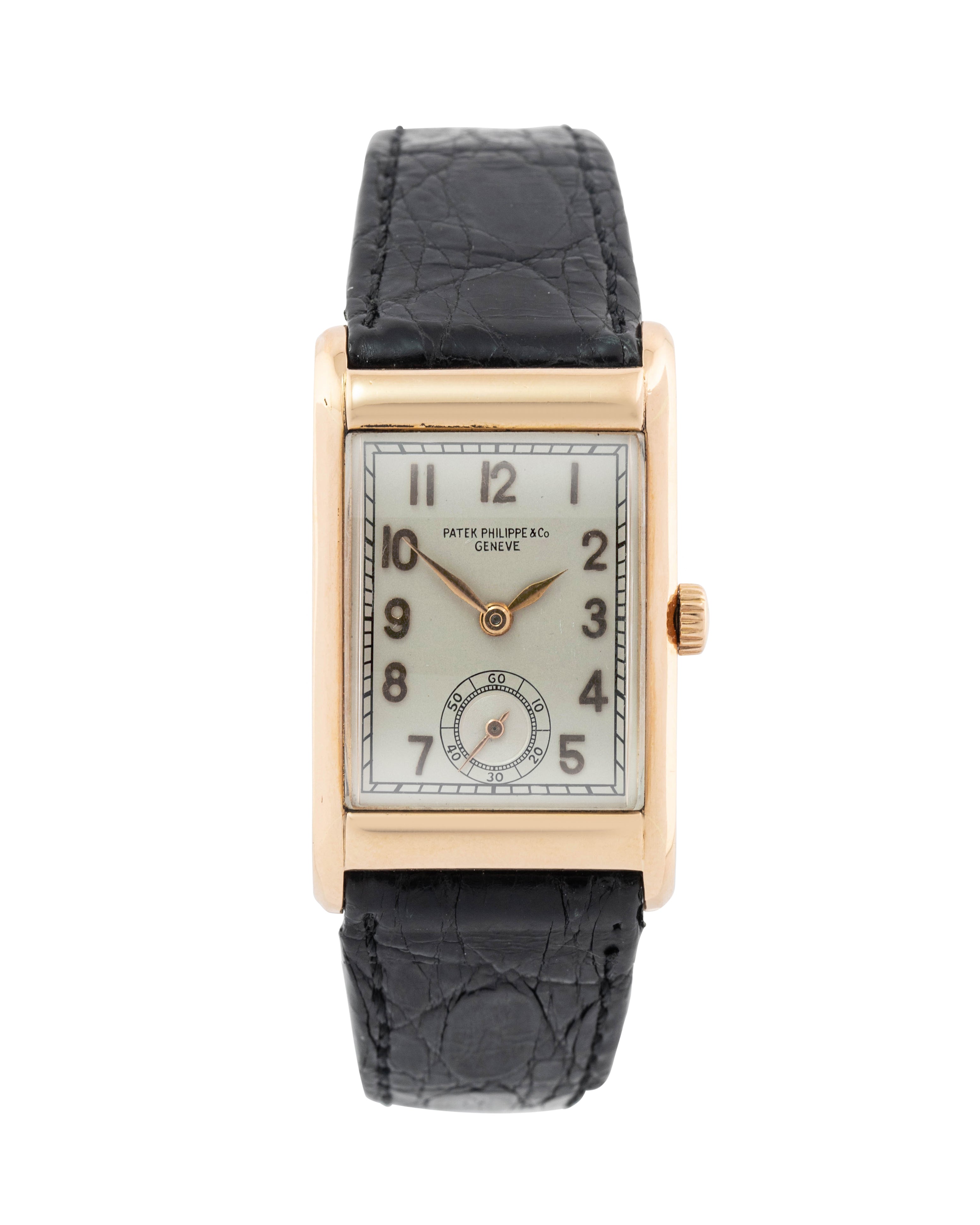 Patek Philippe "Rectangular" Ref. 24680 in rose gold white dial