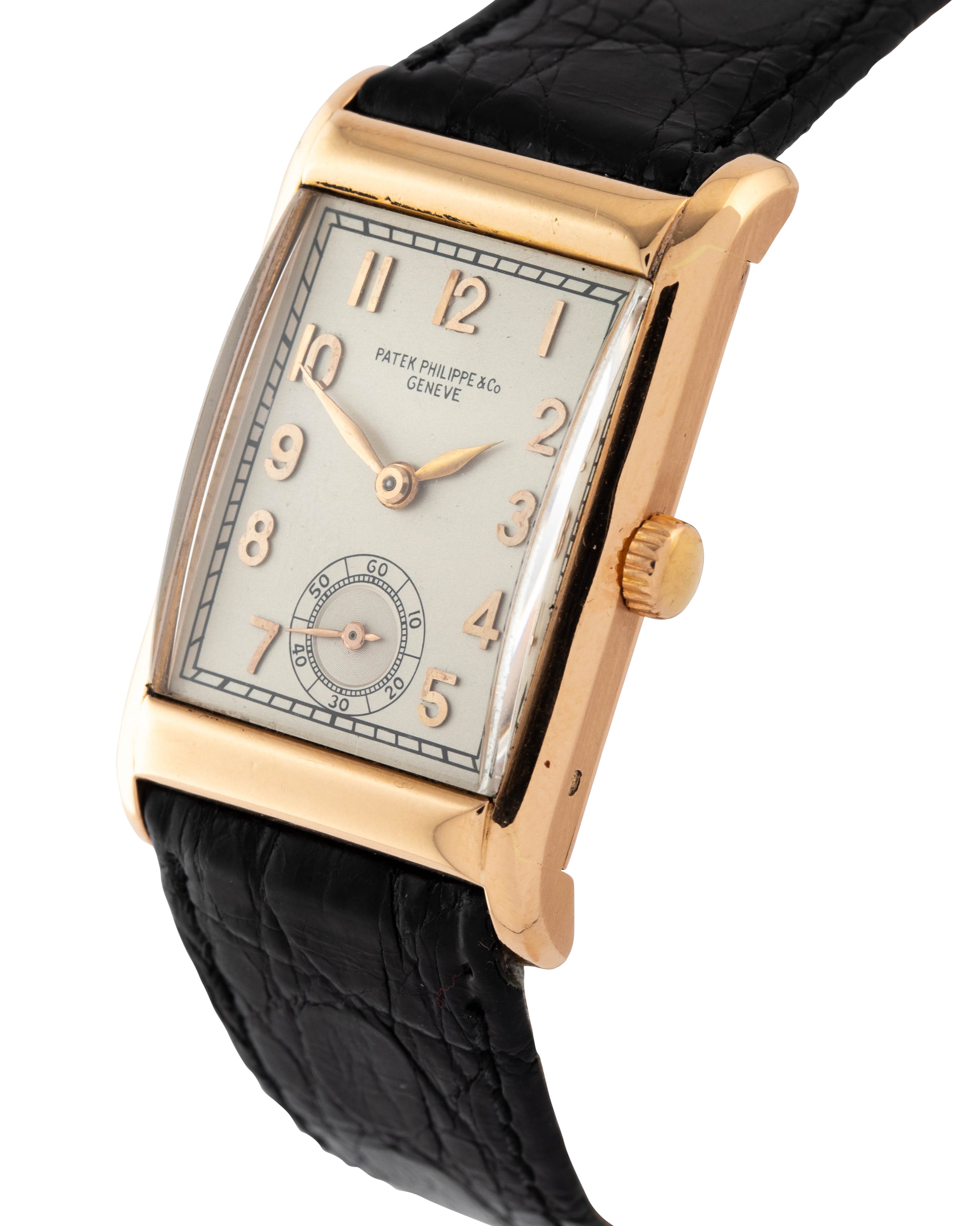 Patek Philippe "Rectangular" Ref. 24680 in rose gold white dial