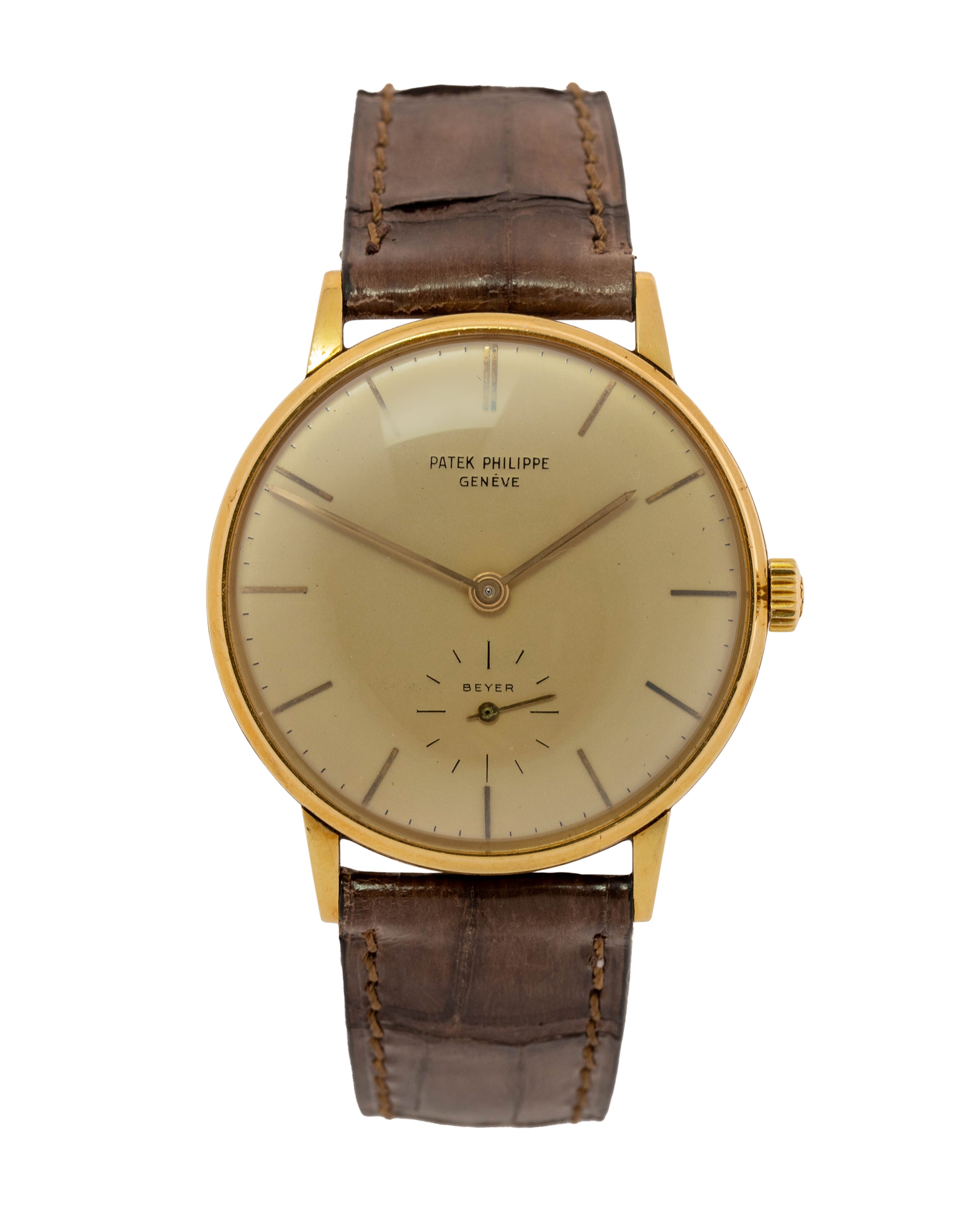 Patek Philippe Ref. 3410 Calatrava in yellow gold with double signed "Beyer" dial