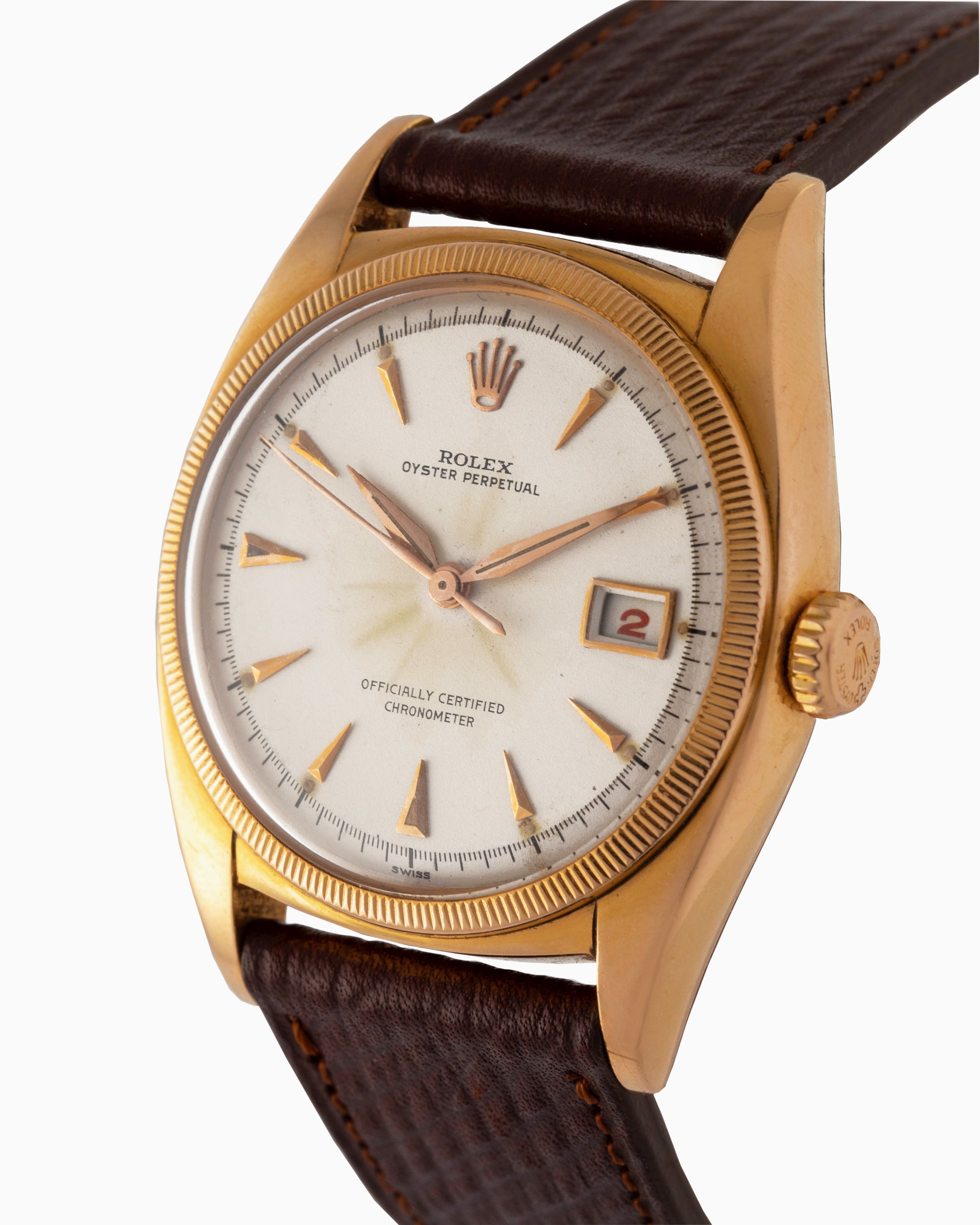Rolex Ref. 6075 Datejust Ovettone pink gold with white dial