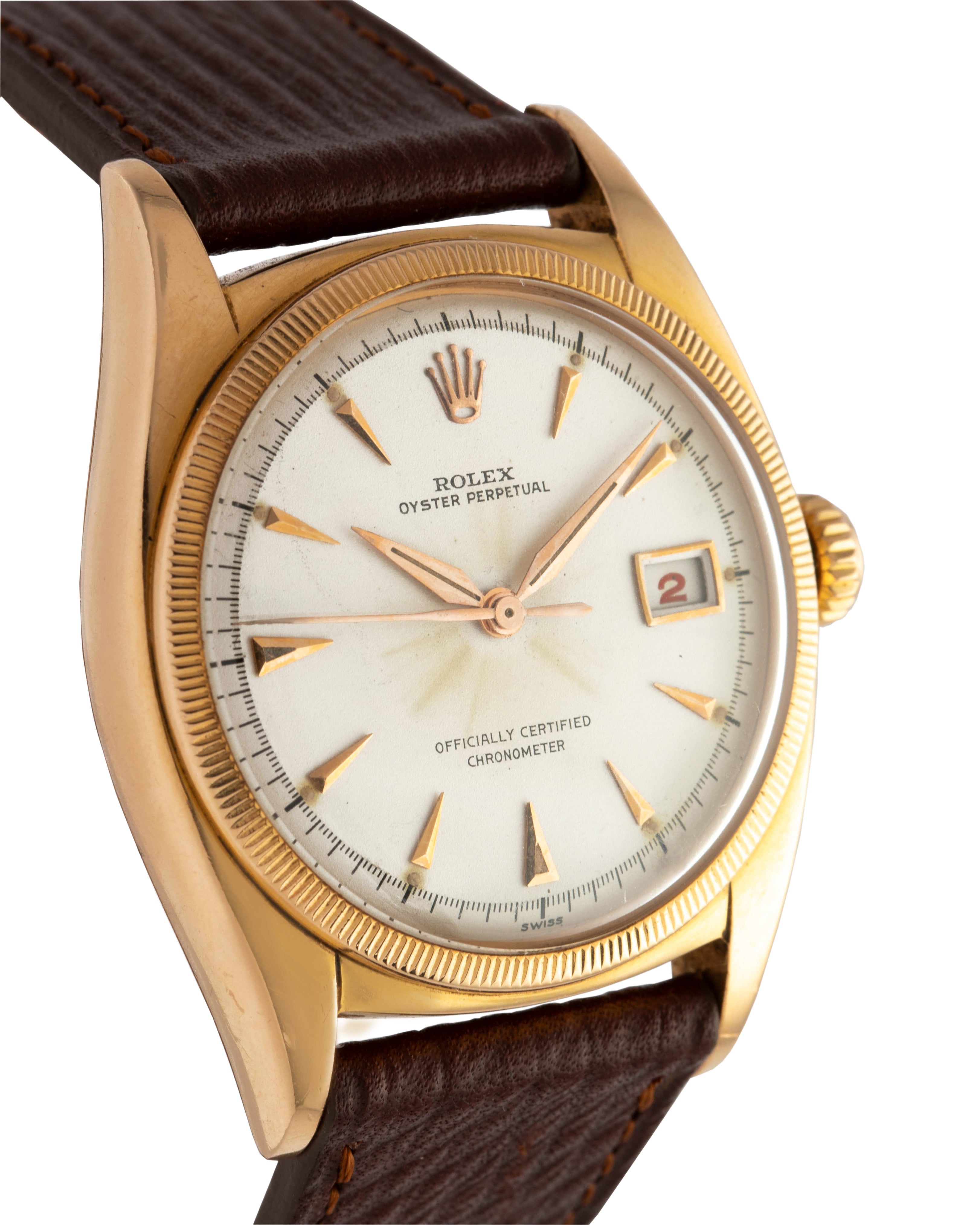 Rolex Ref. 6075 Datejust Ovettone pink gold with white dial