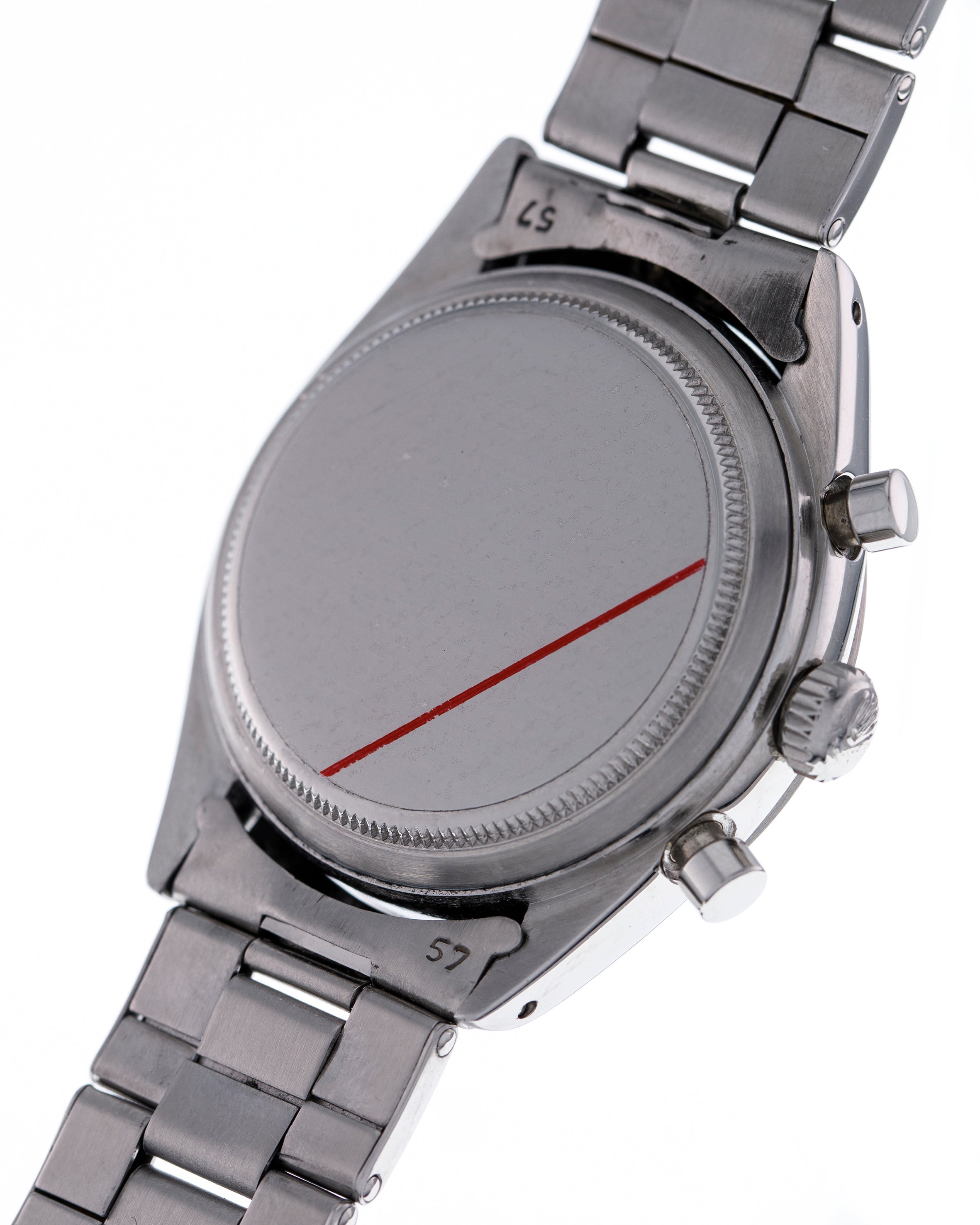 Ref. 6234 Case: water resistant 36 mm in stainless steel, screw back and crown, rounded pushers and flat bezel with Oyster Rolex bracelet.