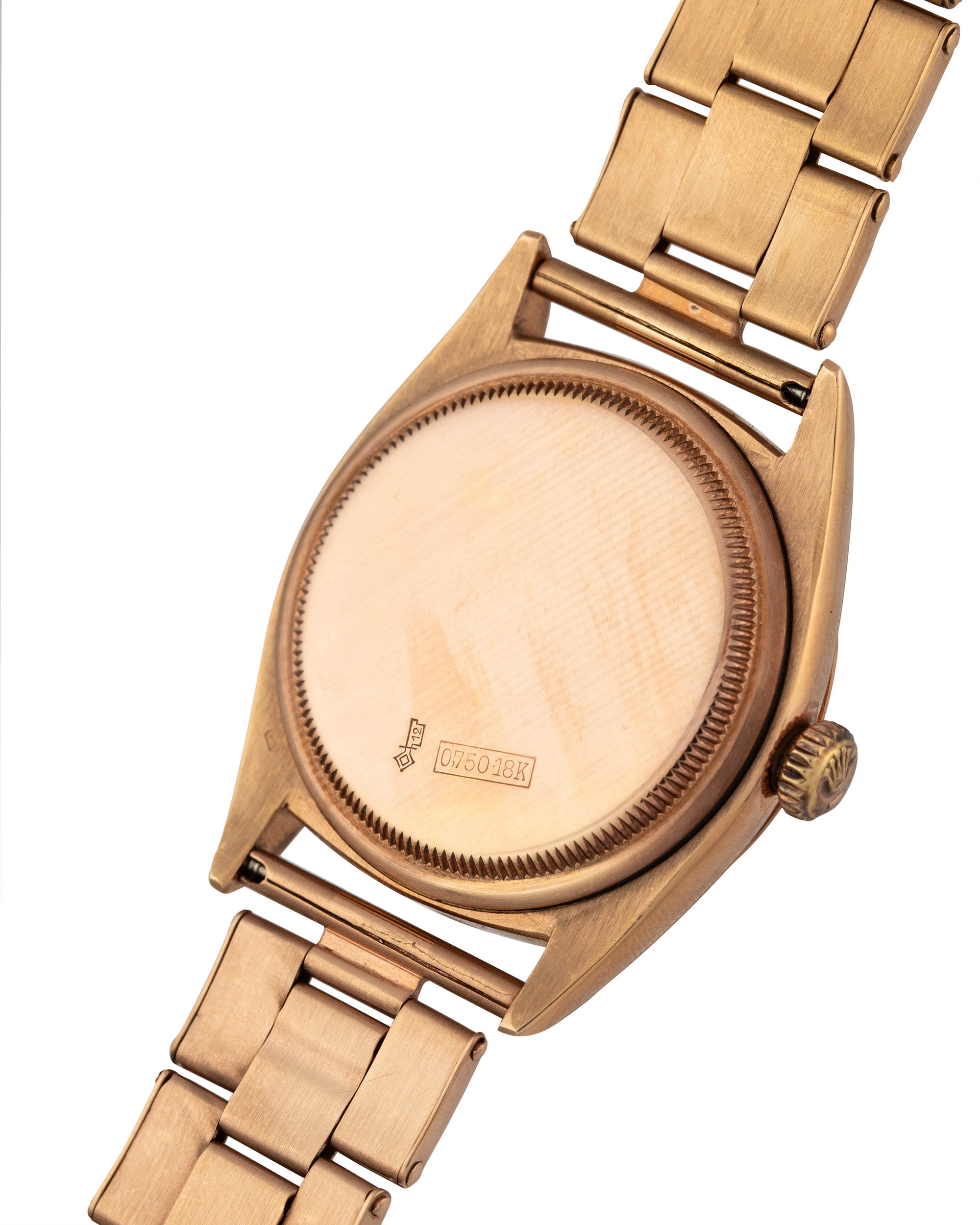 Rolex Ref. 6605 Datejust 'Ovettone' in rose gold, double signed dial "Serpico Y Liano" Caracas back