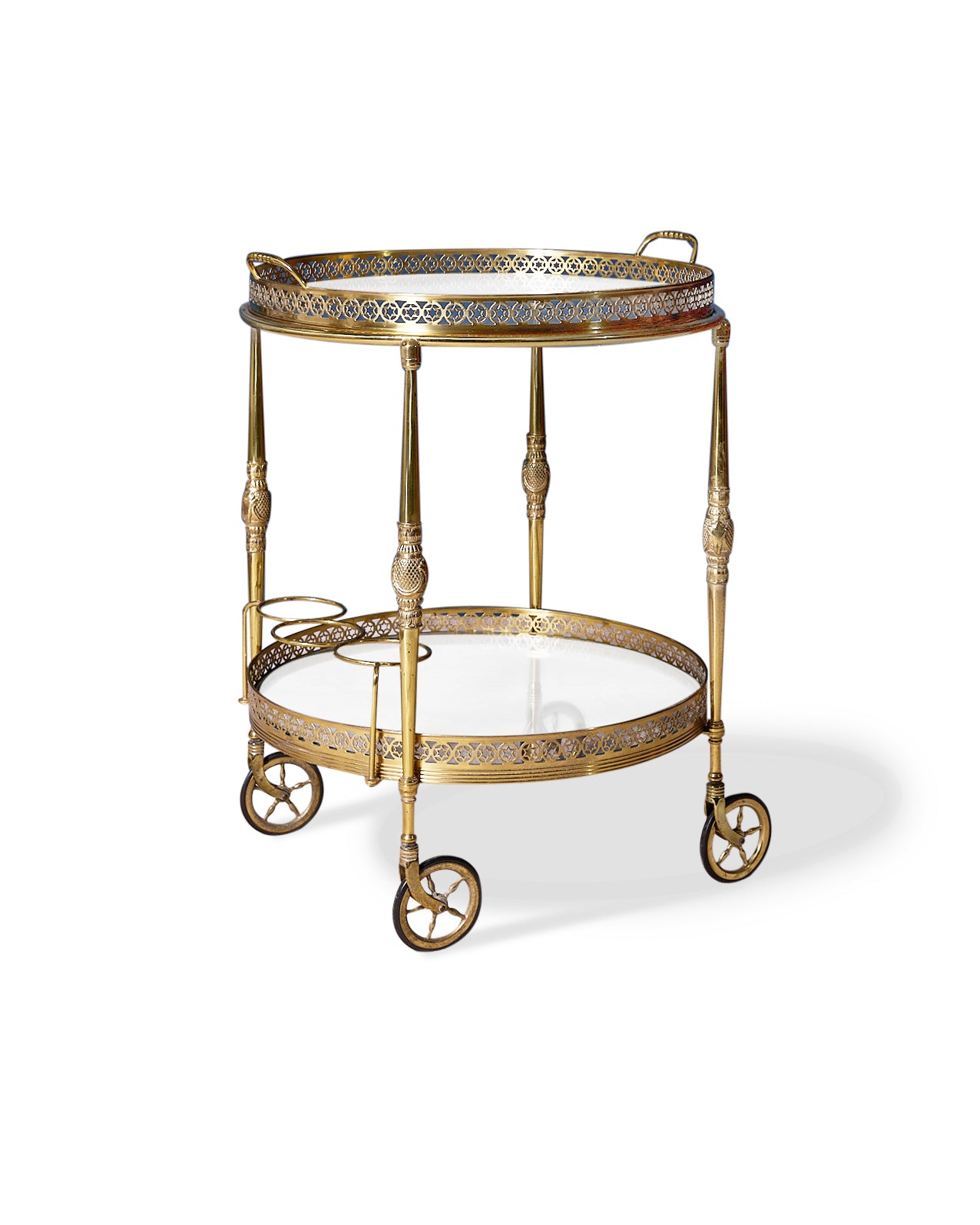 Round brass bar cart "Gallery model"