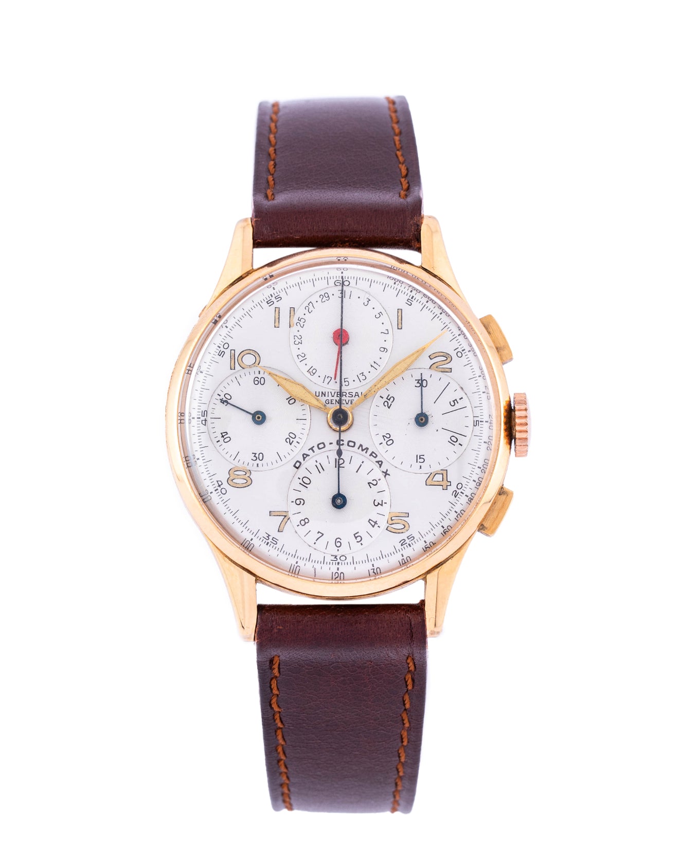 Universal Genève Dato – Compax in yellow gold and white dial 