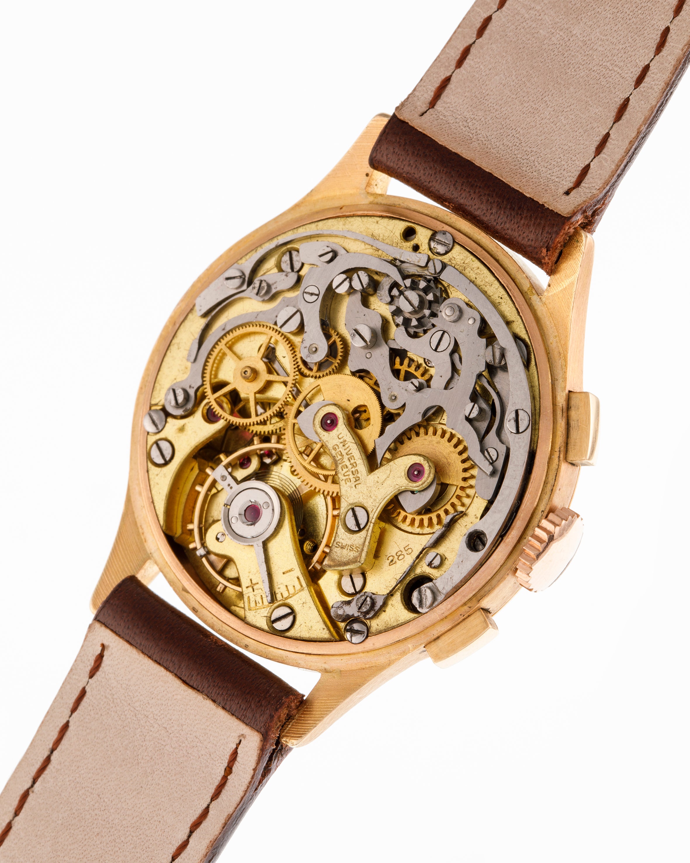 Universal Genève Dato – Compax in yellow gold and white dial - movement