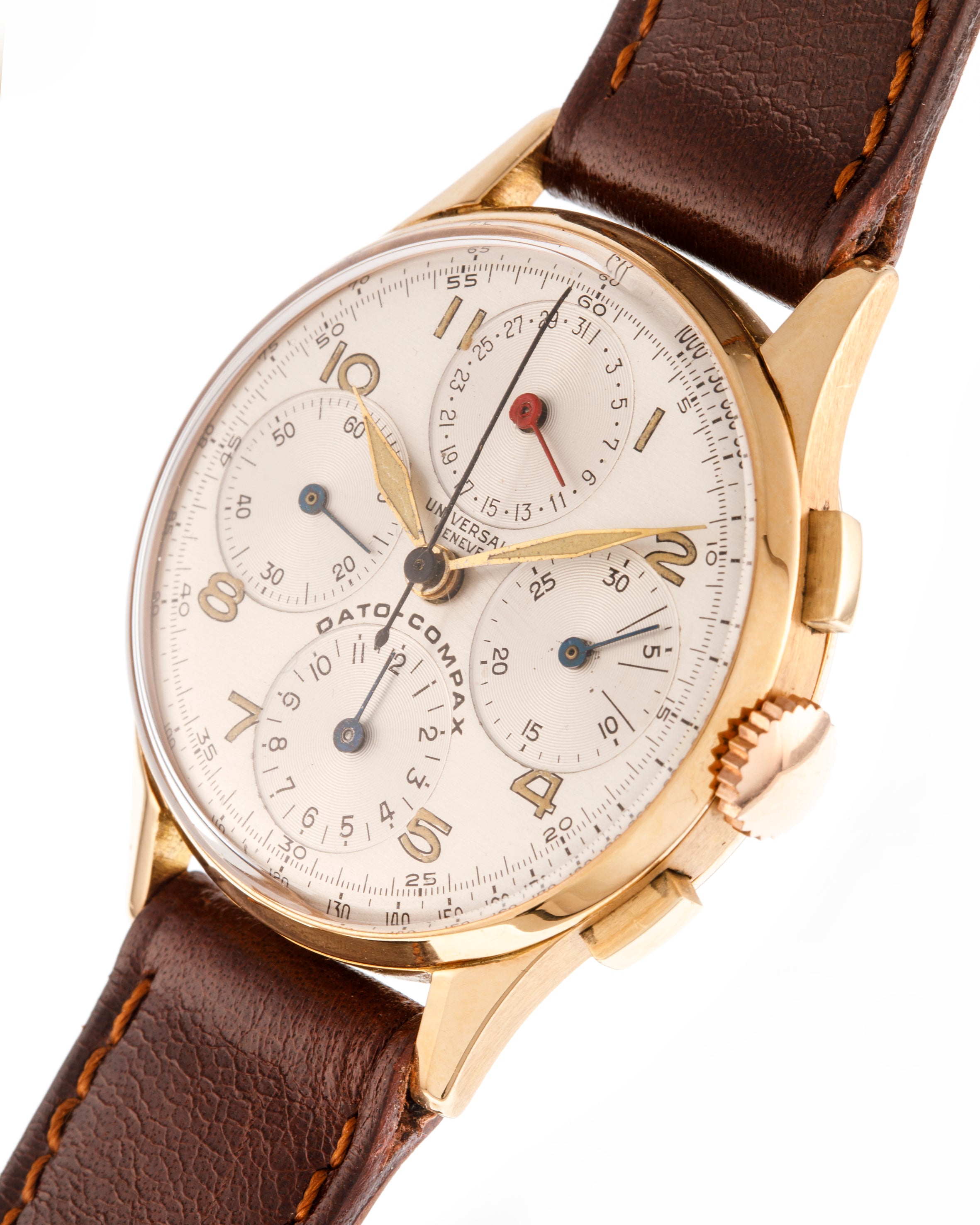 Universal Genève Dato – Compax in yellow gold and white dial