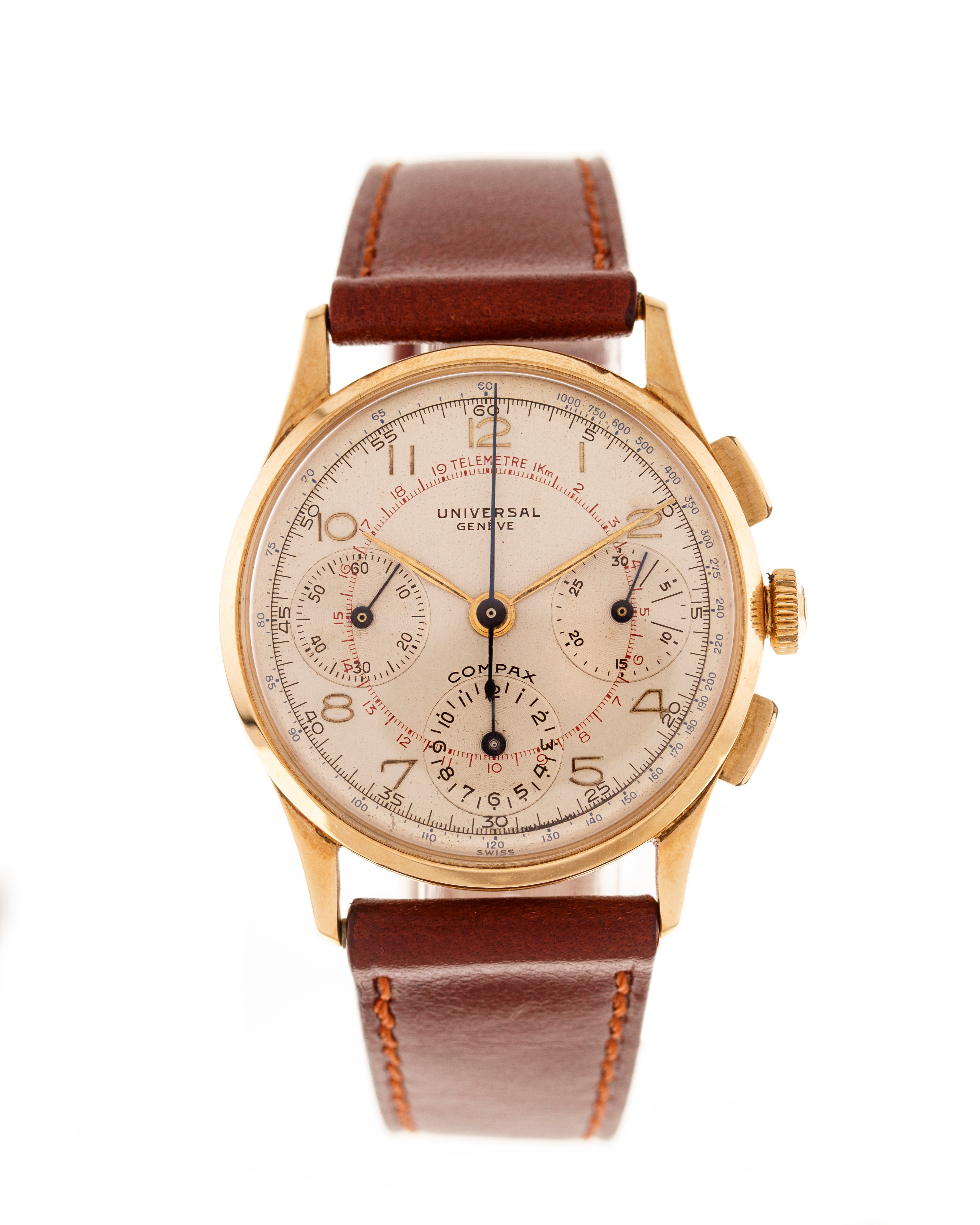 Universal Genève Ref. 12494 Compax - yellow gold with white dial