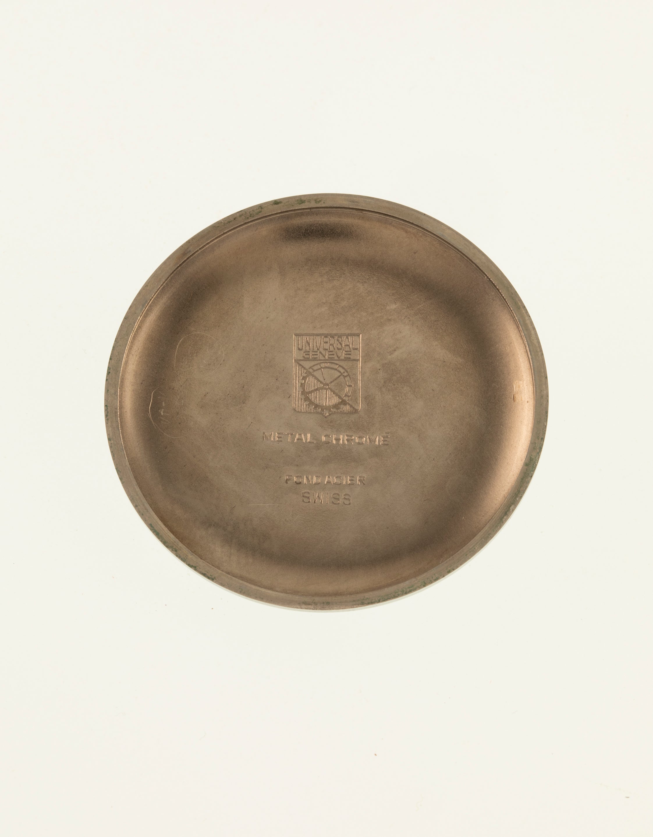 Universal Genève Ref. 32416 Uni-Compax Oversize in stainless steel with white dial and gold indexes - caseback