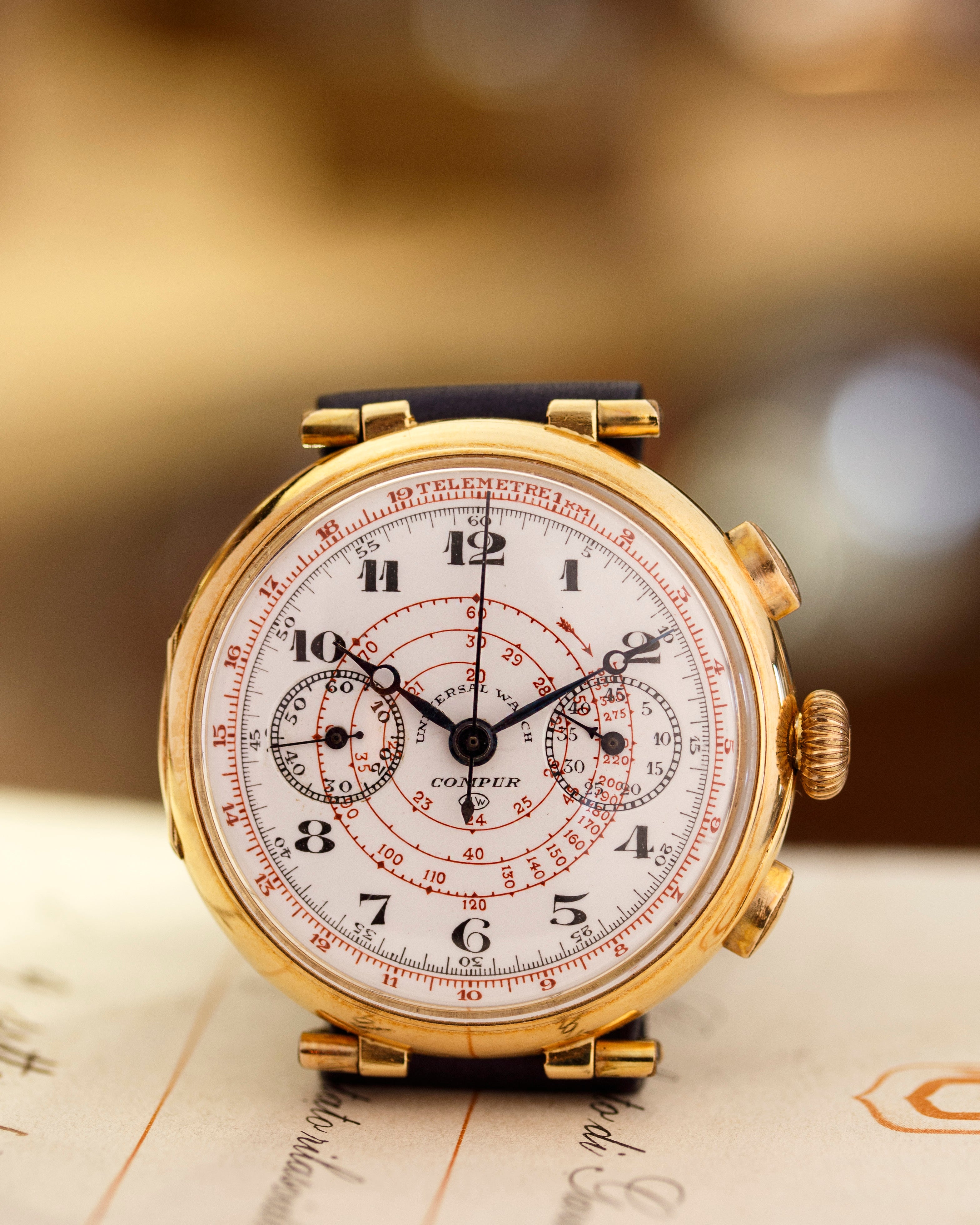 Universal Watch Compur oversize enamel dial