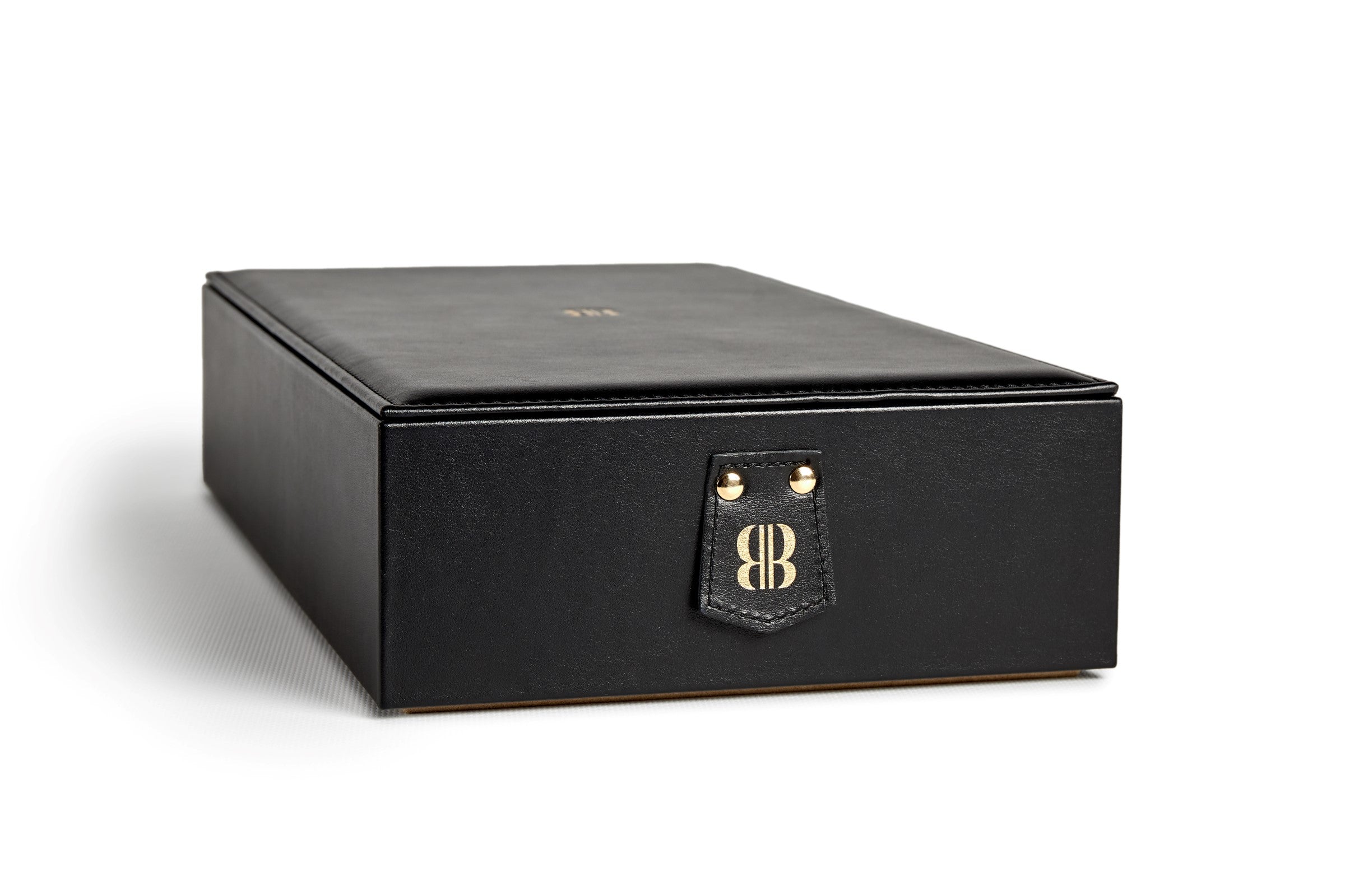 Bernardini Milano Watch Holder with 12 watches capacity- black leather and sand alcantara