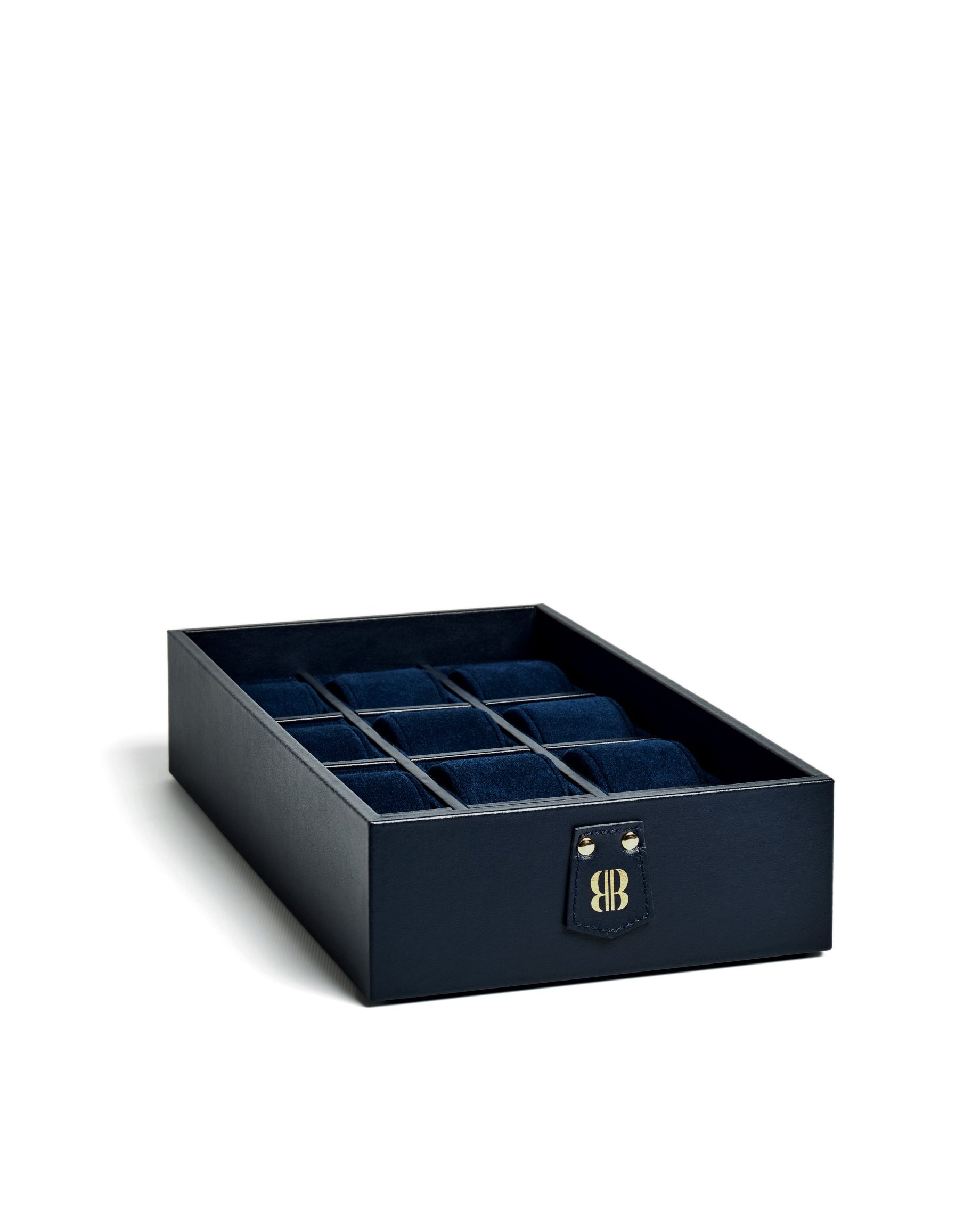 Bernardini Milano Watch Holder with 12 watches capacity- blue leather and blue alcantara