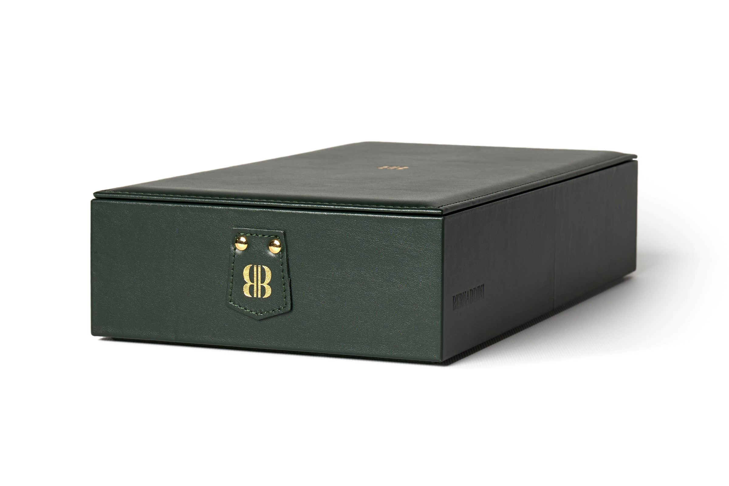 Bernardini Milano Watch Holder with 12 watches capacity- green leather and green alcantara