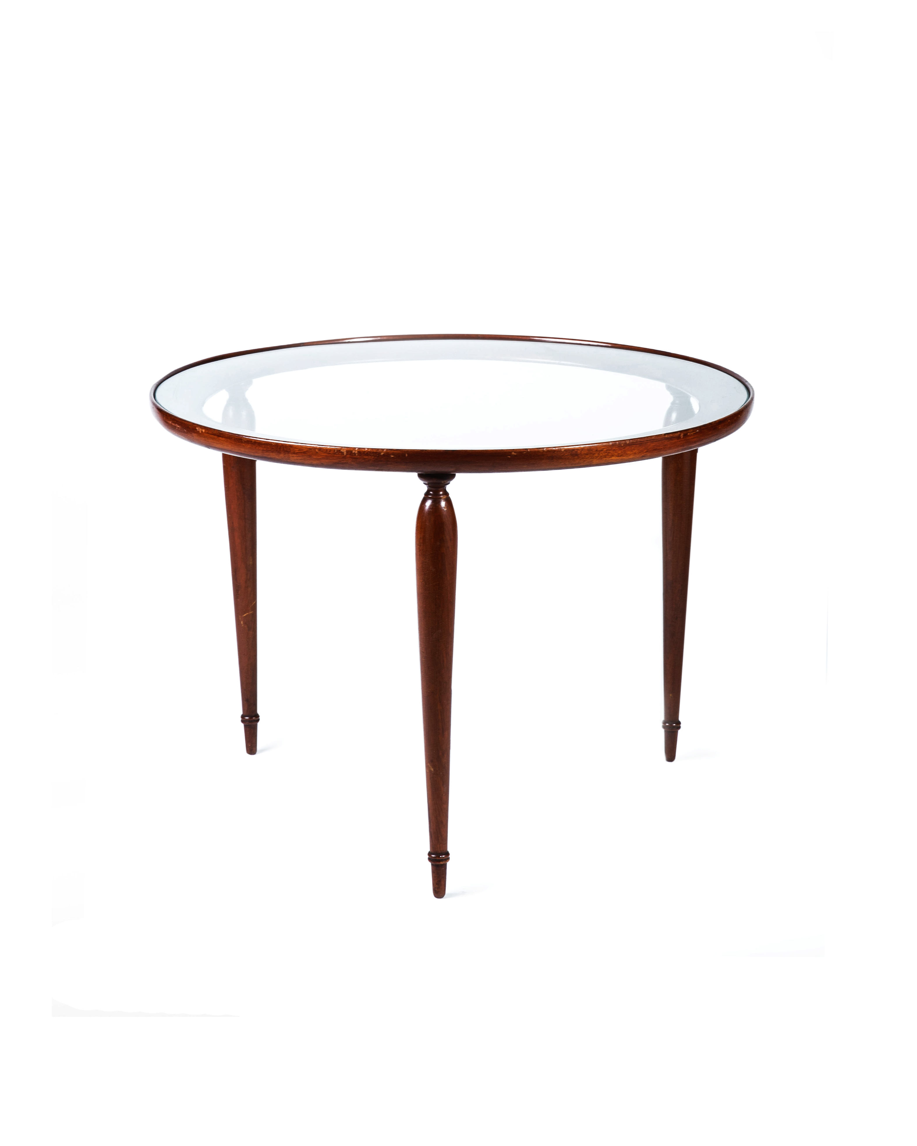 Wood and glass round coffee table