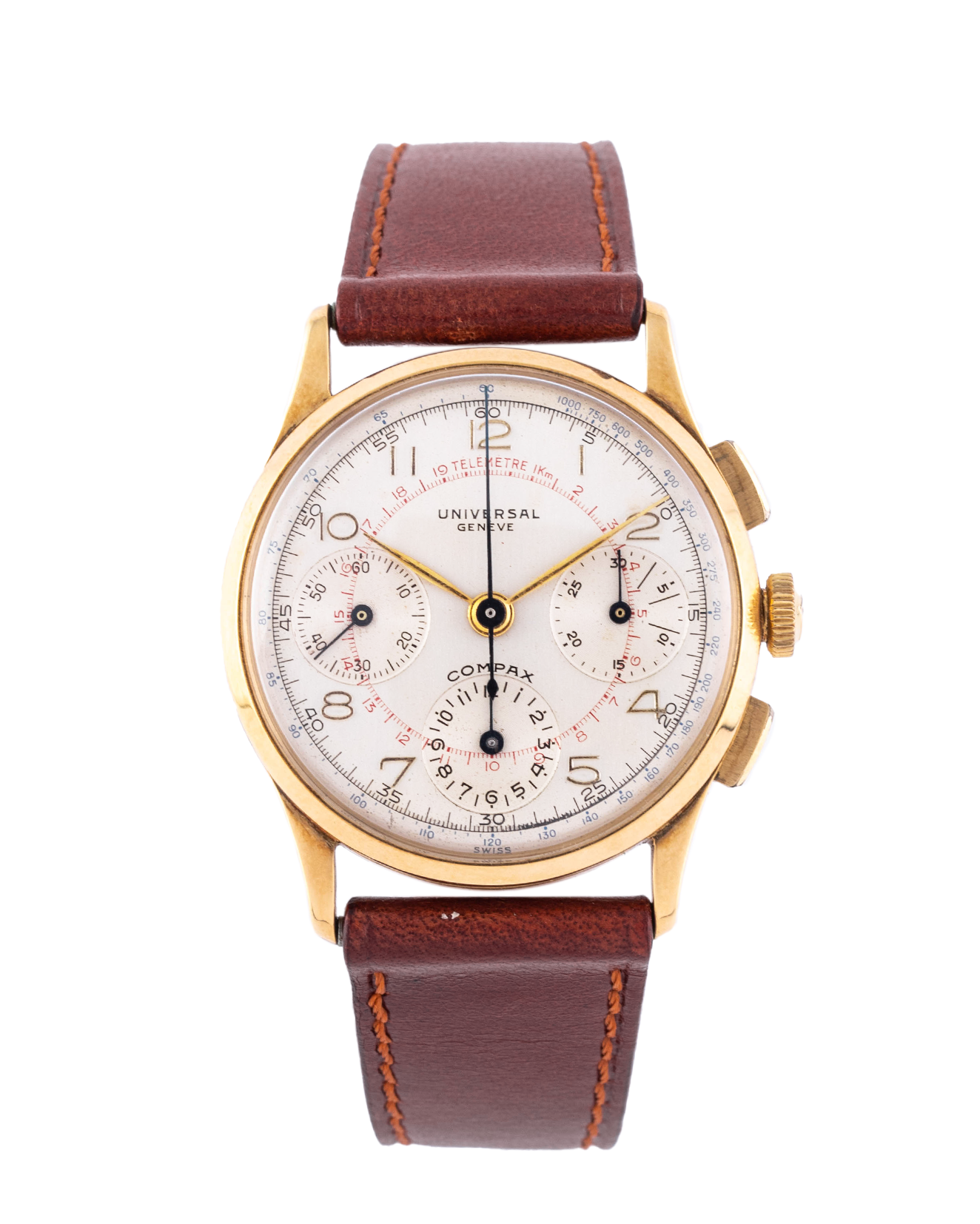 Universal Genève Ref. 12494 Compax - yellow gold with white dial