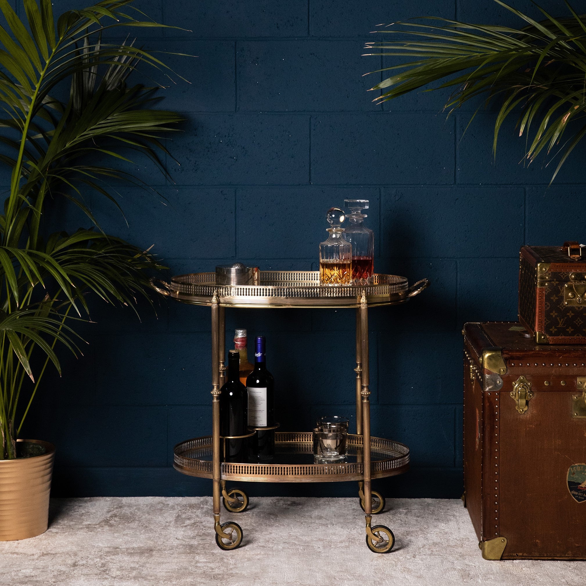 Vintage gold brass trolley