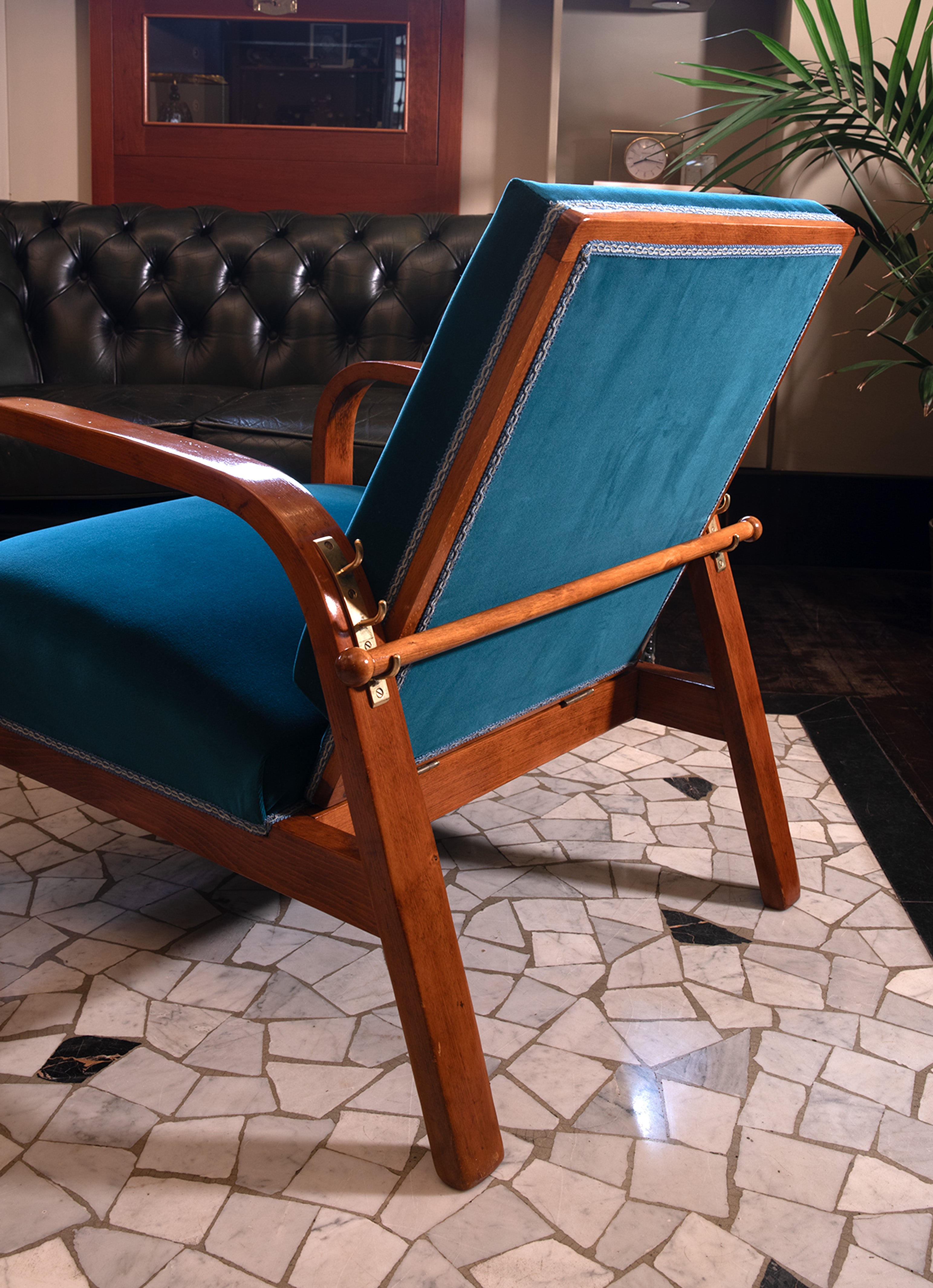 vintage blue velvet armchair from the 1930s