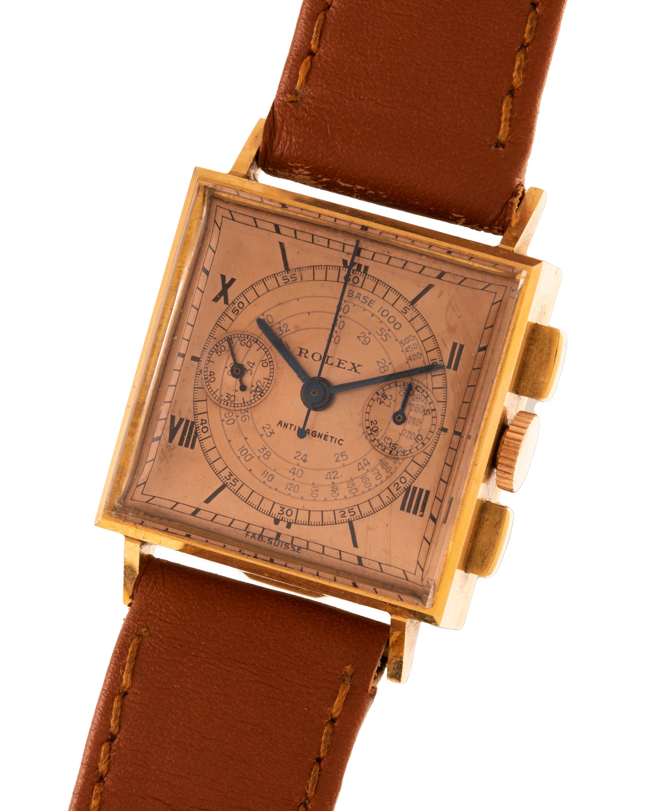 Rolex "Carrè" Chronograph Ref. 3529 in rose gold