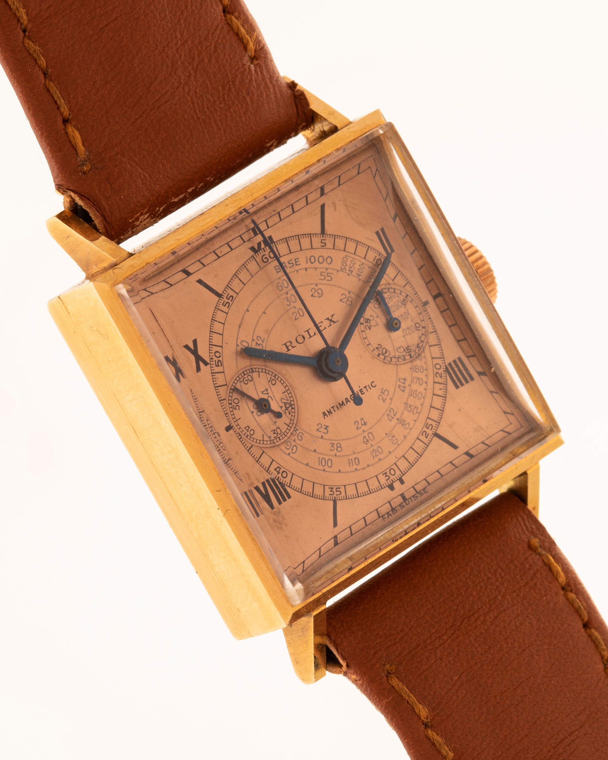 Rolex "Carrè" Chronograph Ref. 3529 in rose gold