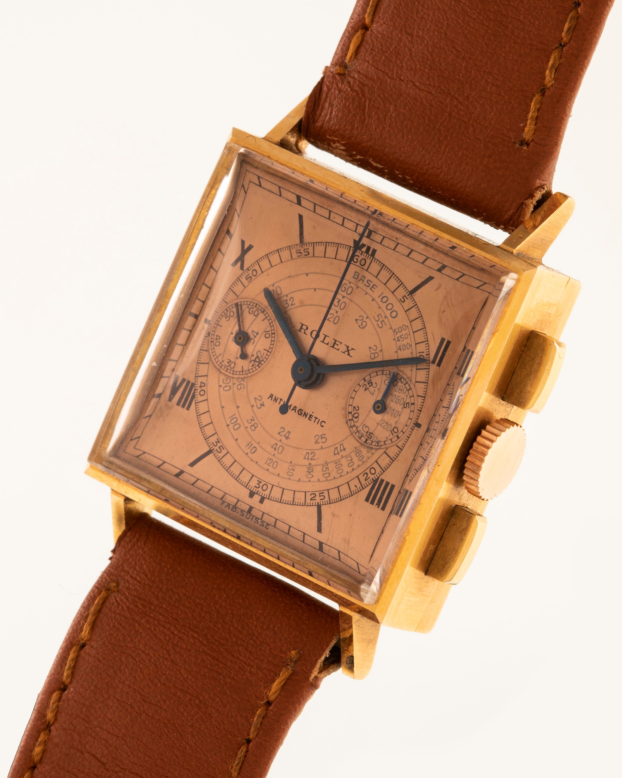 Rolex "Carrè" Chronograph Ref. 3529 in rose gold
