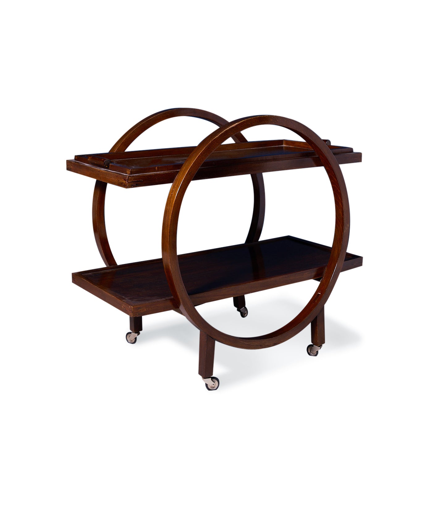 1940s Curved in dark beech Bar trolley