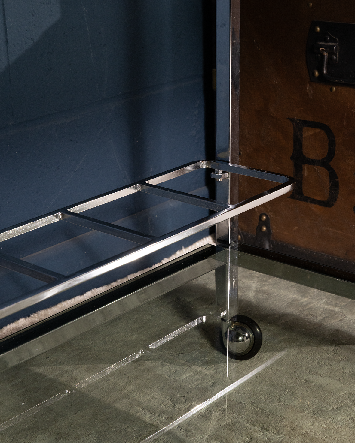 1980s Chrome and Smoked modern Glass Bar Cart