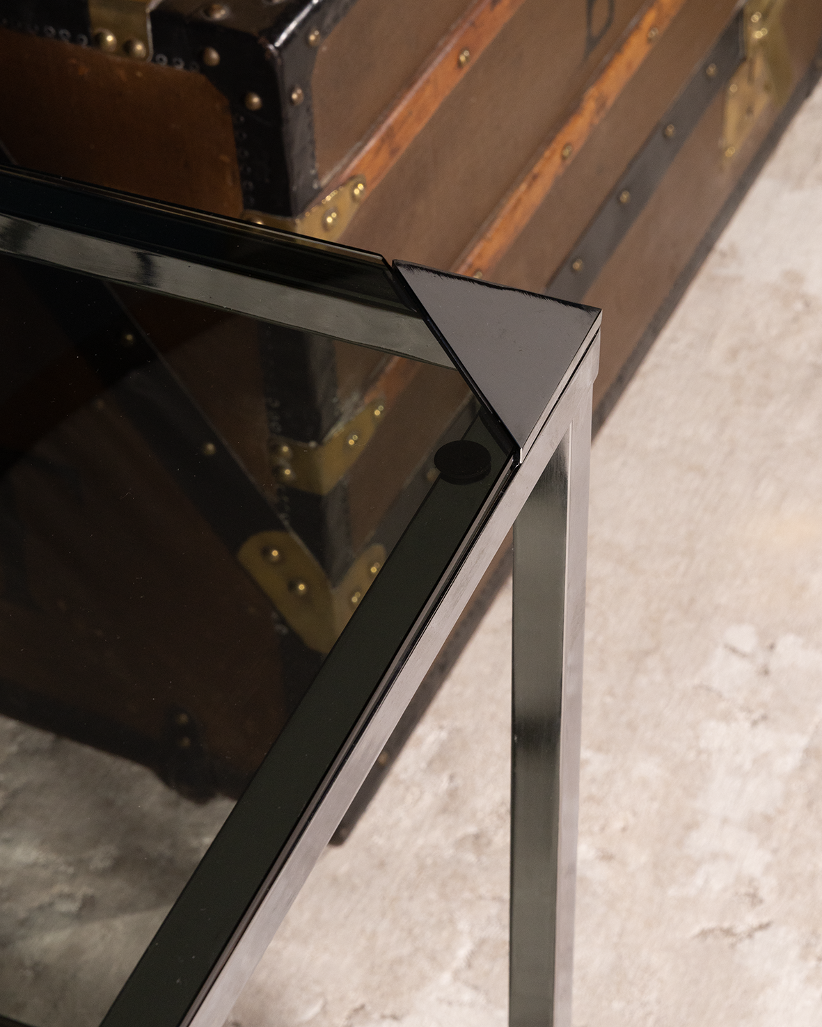 1980s Chrome and Smoked modern Glass Bar Cart