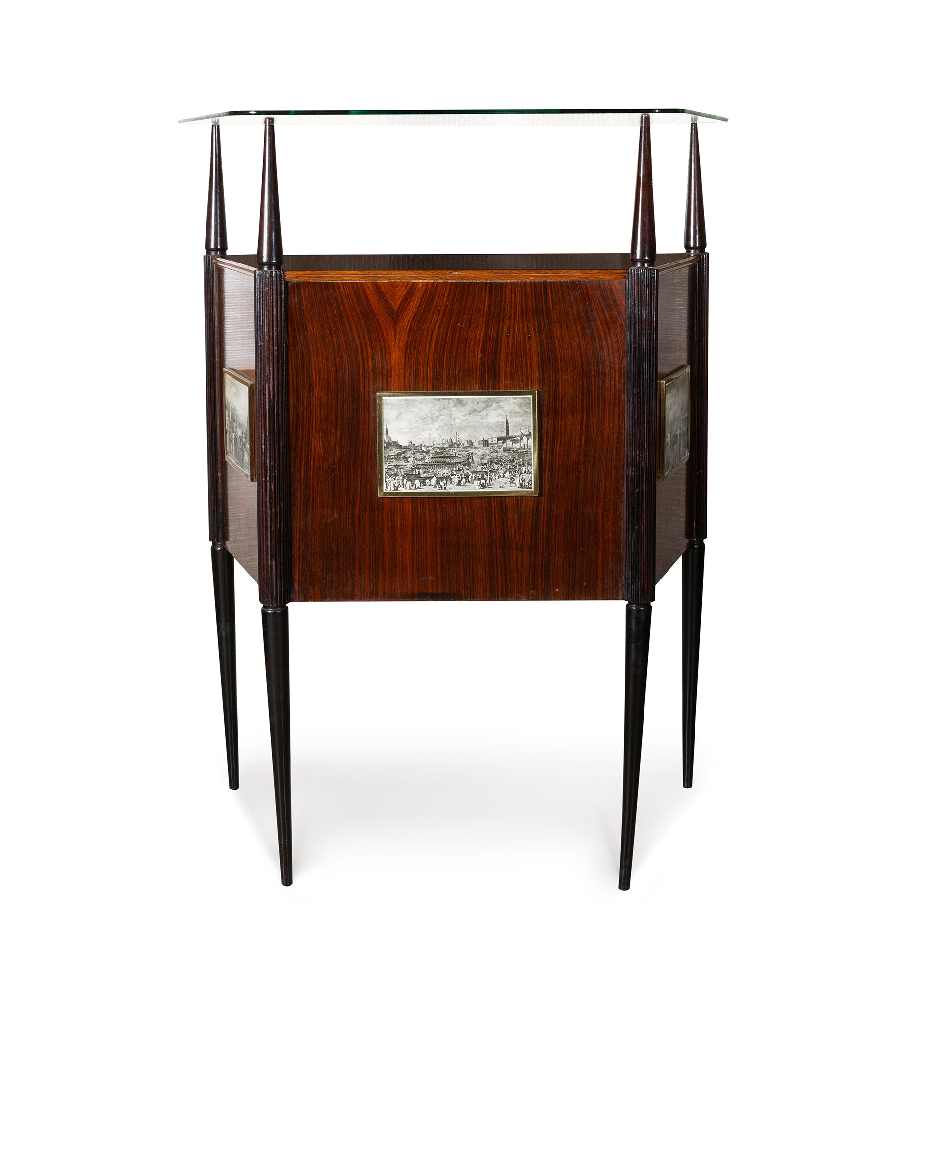 Bar cabinet with two stools attributed to Gio Ponti - 1950s